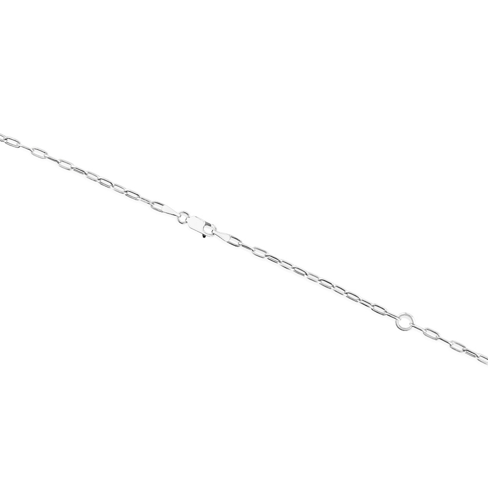 2mm Wide Hollow Paperclip Chain in 10kt White Gold