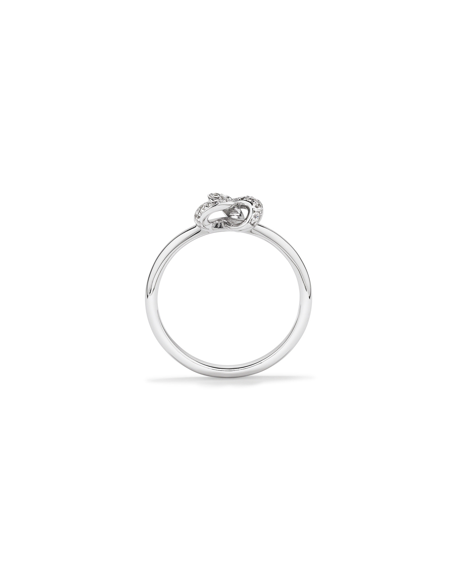 Cubic Zirconia Knot Split Band Ring in Sterling Silver