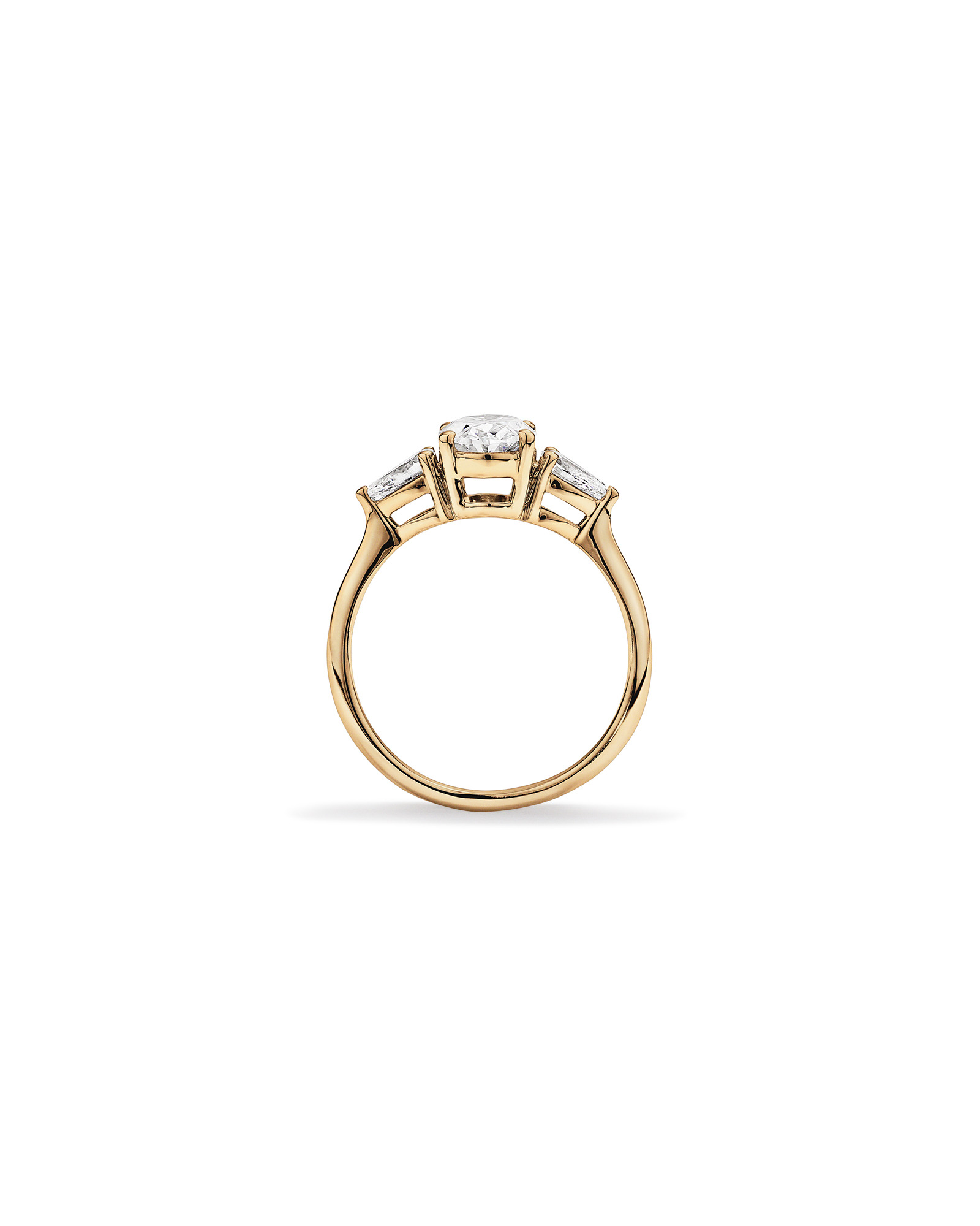 Bague de fiançailles en diamant cultivé laboratoire TW trois pierres 1,65 carat or jaune 14 carats