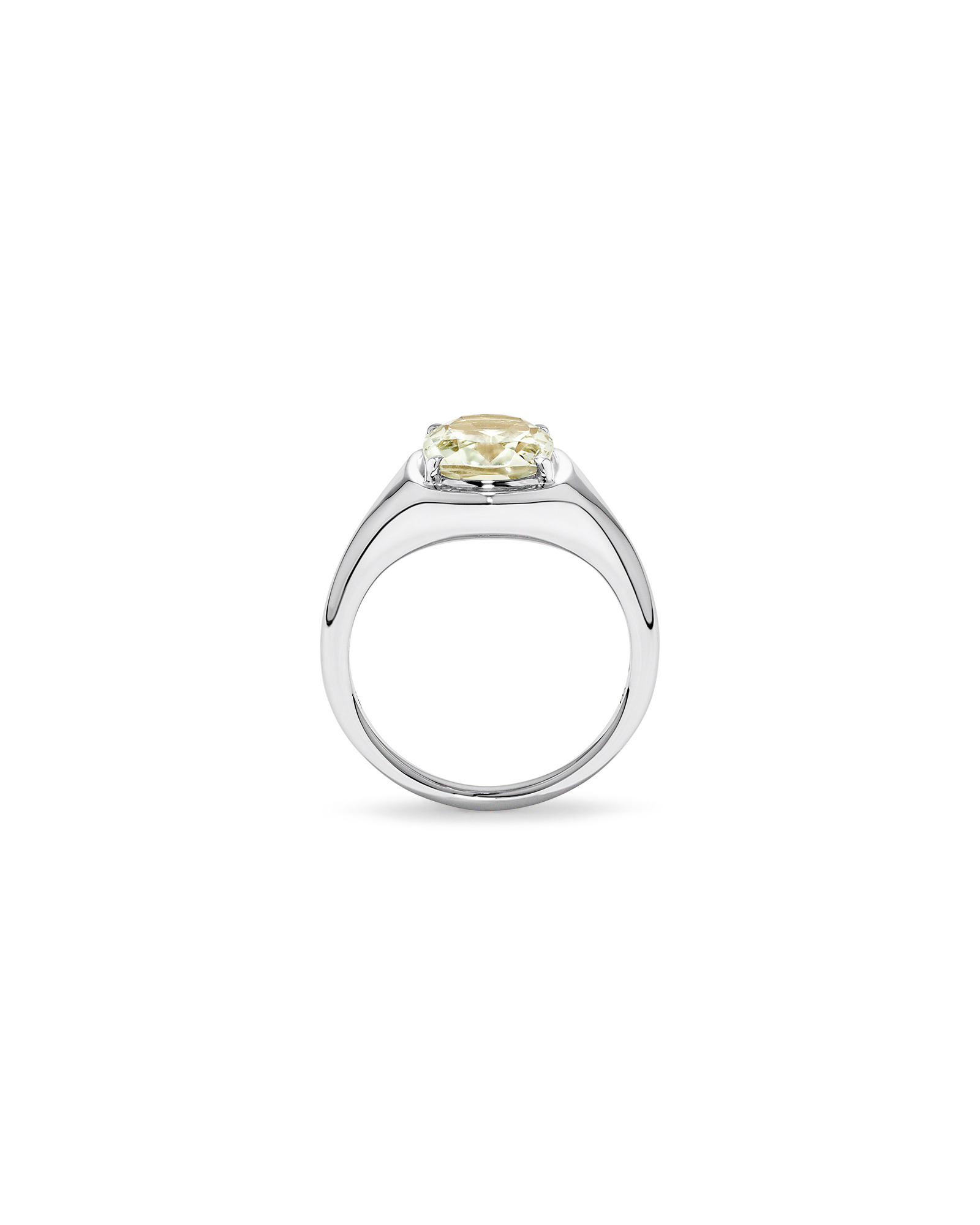 Elongated Cushion Cut Green Amethyst Ring 10kt Gold