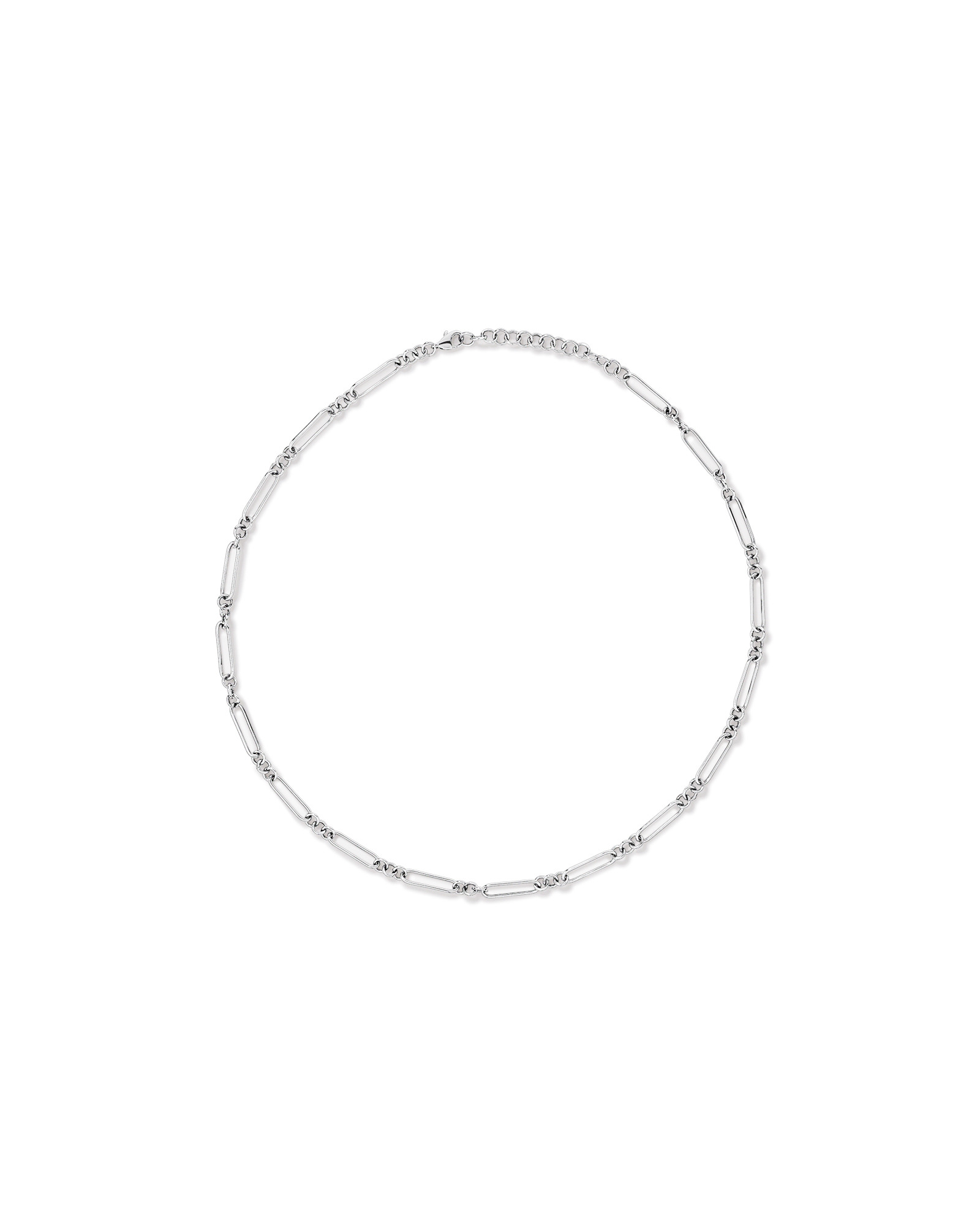 50cm (20") 3.5mm Width Paperclip 3 and 1 Alternating Chain Necklace in Sterling Silver