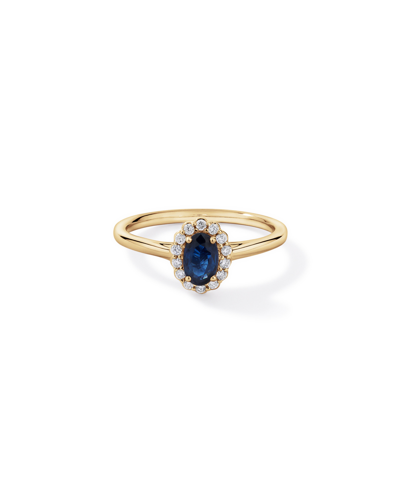 Bague halo en diamant TW saphir australien et 0,10 carat or jaune 10 carats