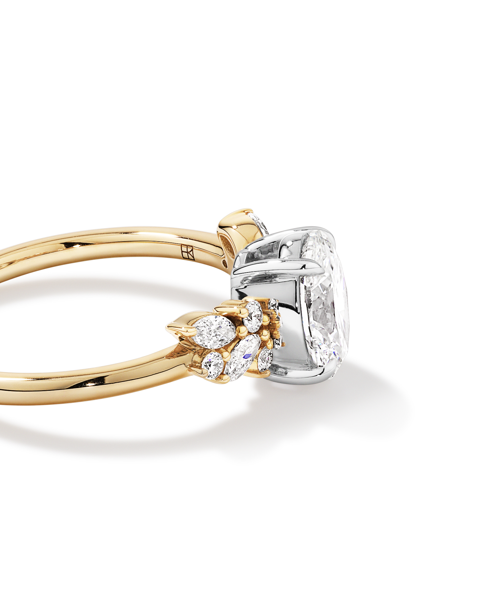 1.40 Carat TW Oval Cut Laboratory-Grown Diamond Marquise & Round Side Stone Engagement Ring 14kt Yellow White Gold