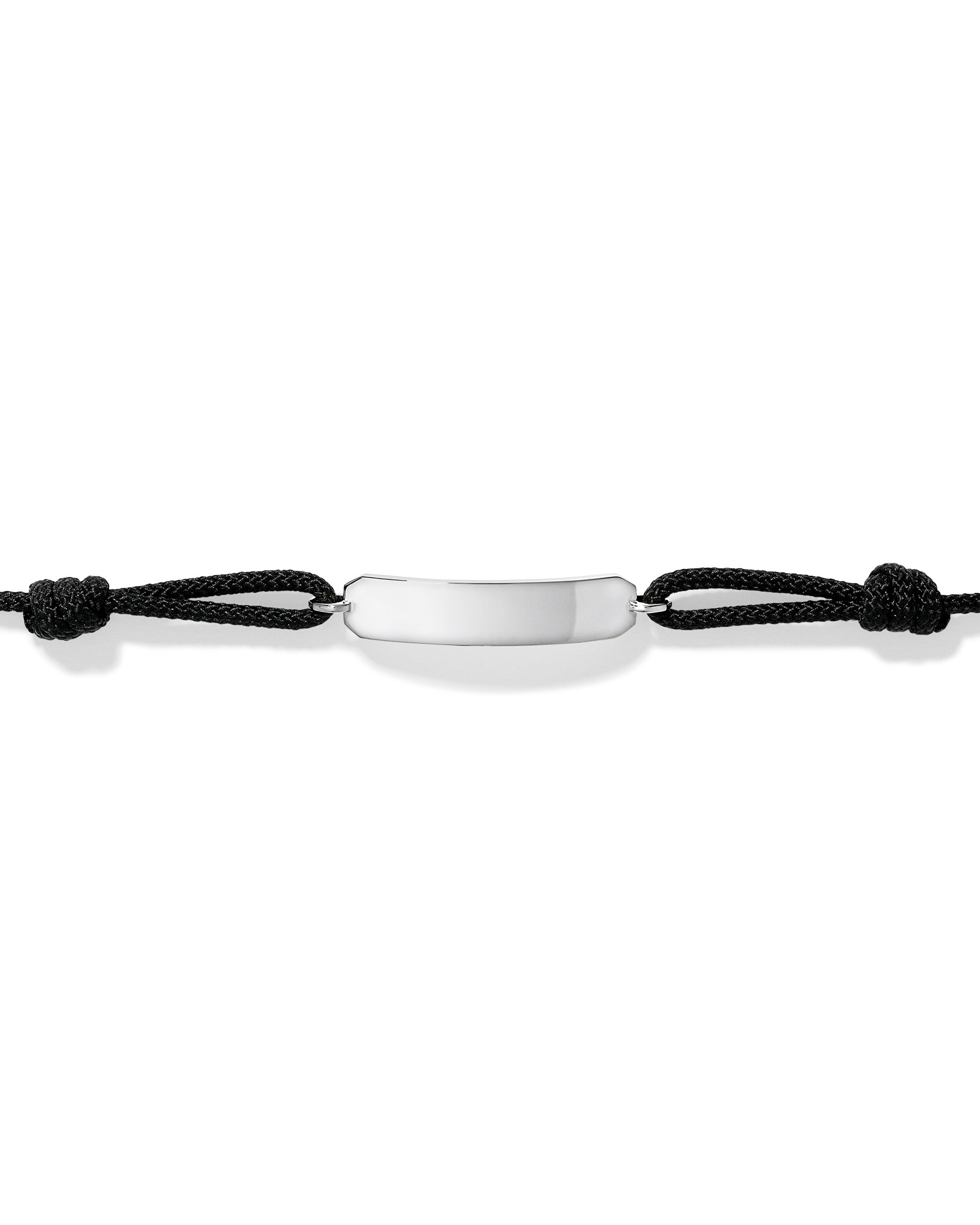 Engravable Black Cord ID Bracelet in Sterling Silver