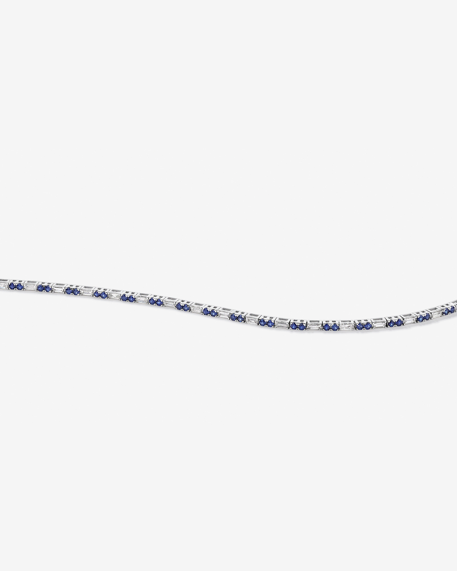 Sapphire & Diamond Dot Dash Tennis Bracelet with 0.62 Carat TW in 10kt White Gold
