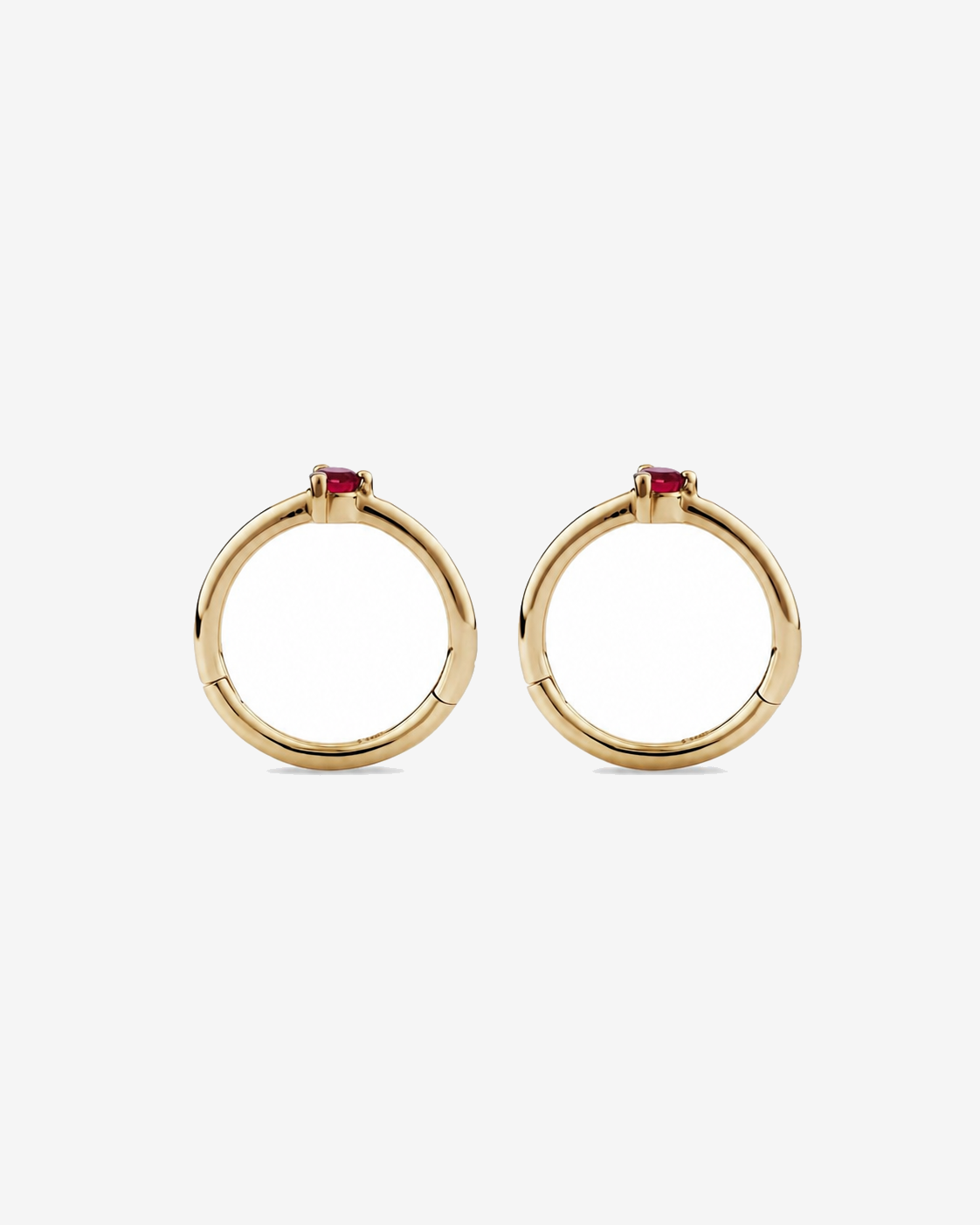 10mm Ruby Accent Sleepers in 10kt Yellow Gold