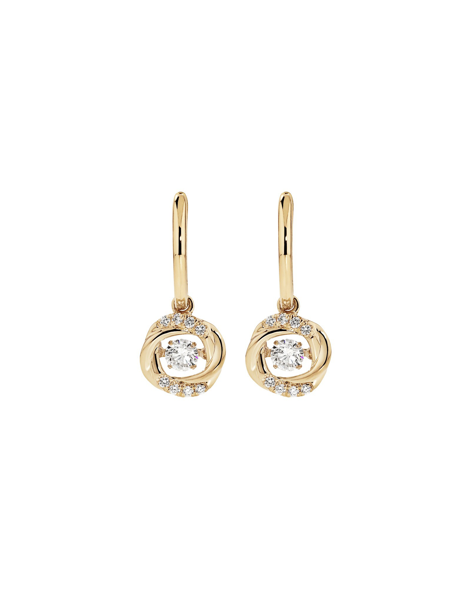 Boucles d’oreilles Lume Lab Swirl Huggie avec 0,60 carat TW de diamants cultivés en laboratoire en or jaune 10 kt
