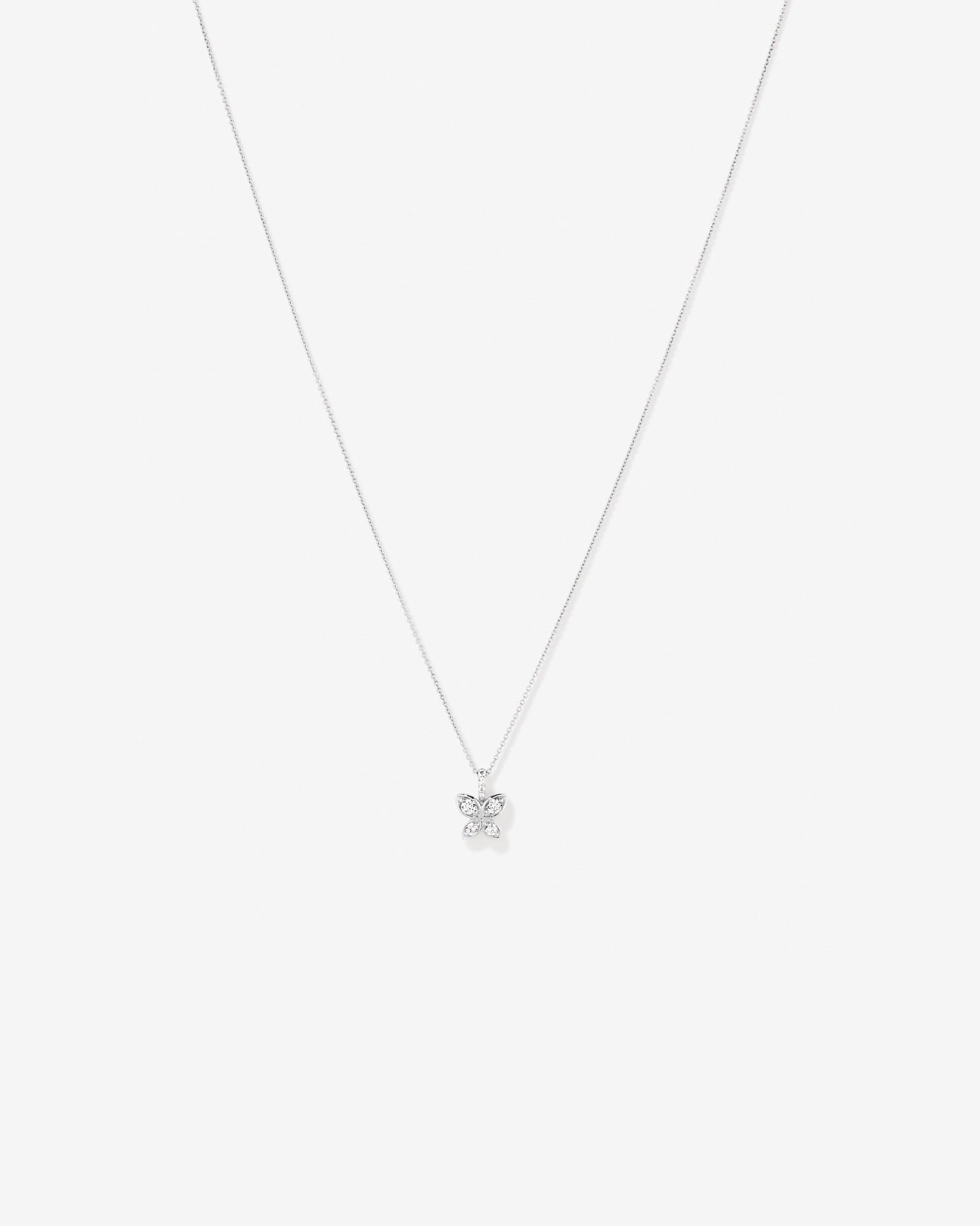 Cubic Zirconia Butterfly Pendant Necklace in Sterling Silver