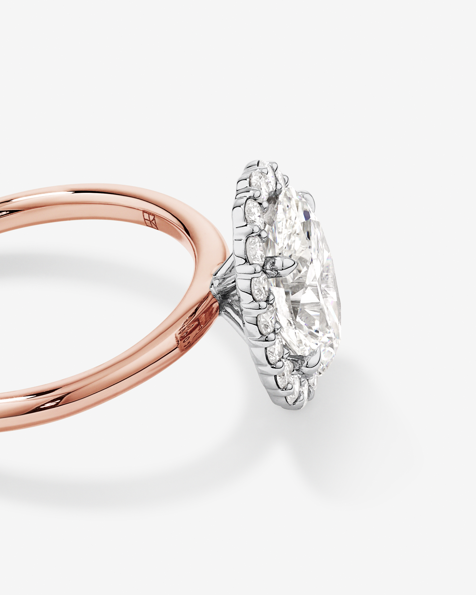 2.34 Carat TW Oval Cut Laboratory-Grown Diamond Halo Engagement Ring in 14kt Rose Gold