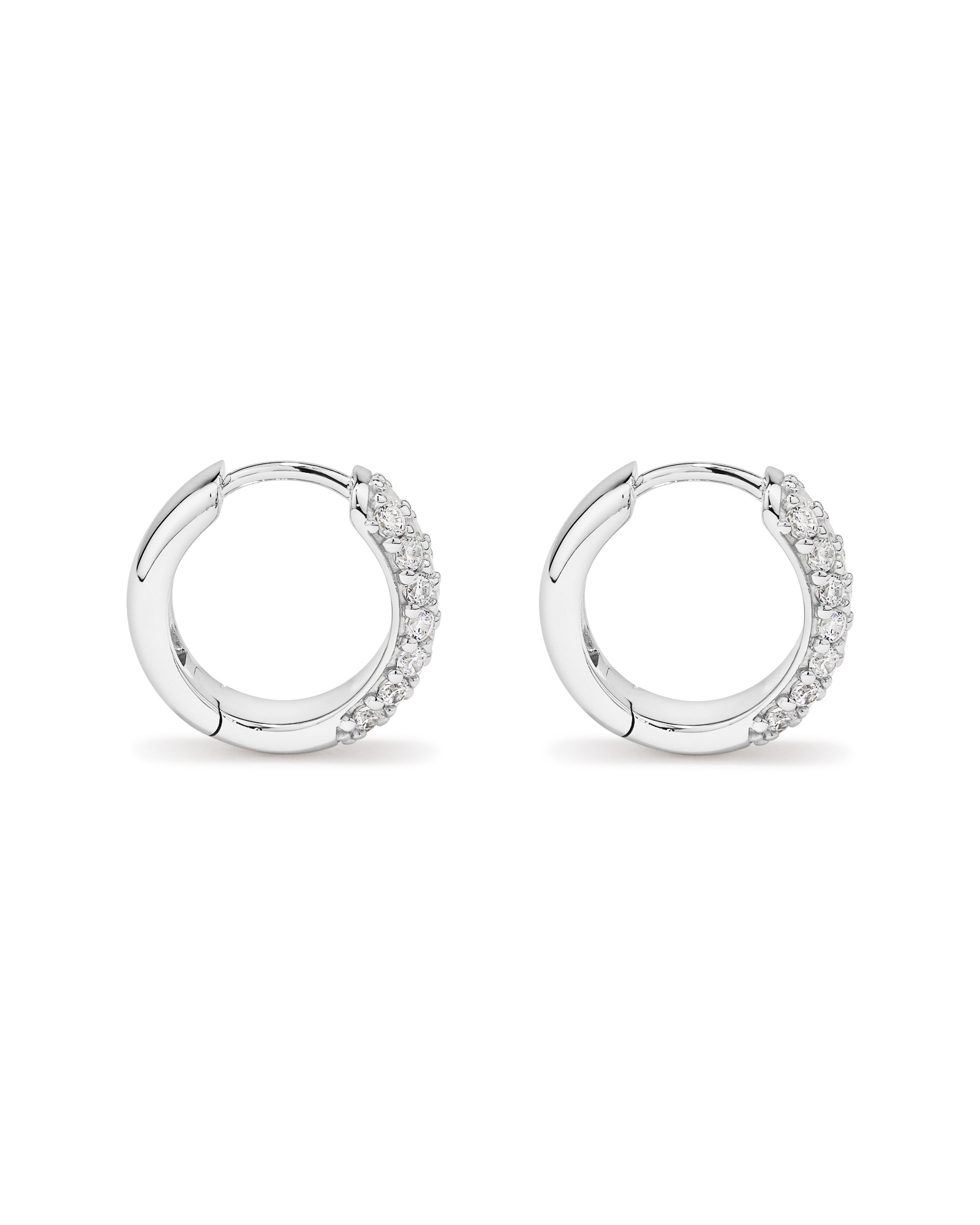 Cubic Zirconia Huggie Earrings in Sterling Silver