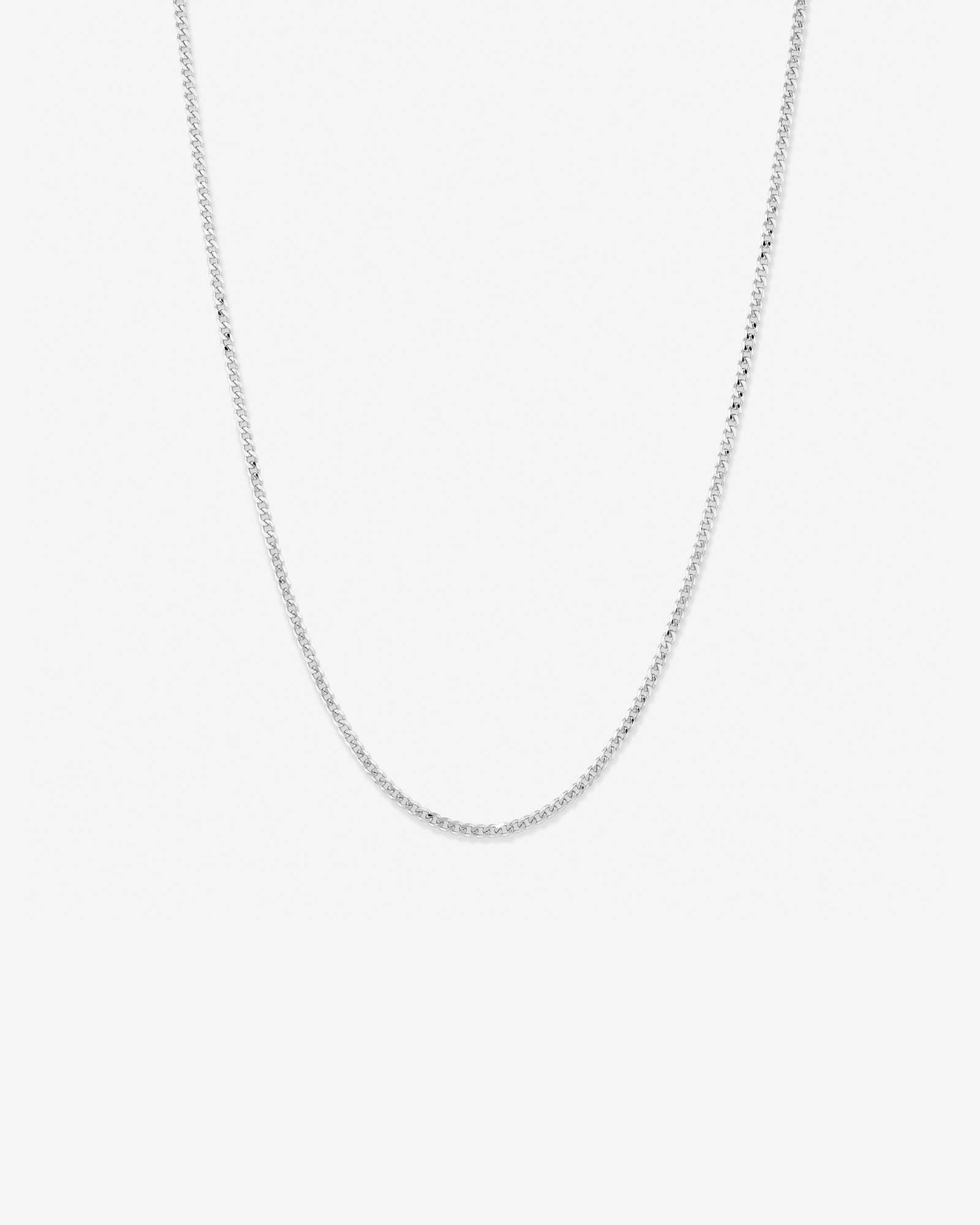 55cm (22") 2.5-3mm Width Fine Curb Chain Necklace in Sterling Silver