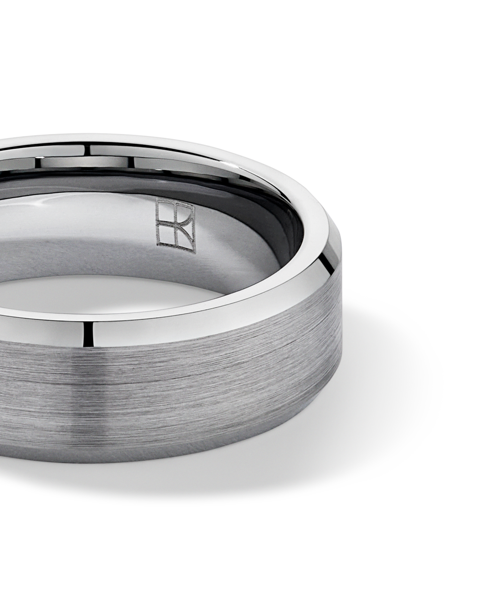 7mm Bevelled Edge Wedding Band in Tungsten