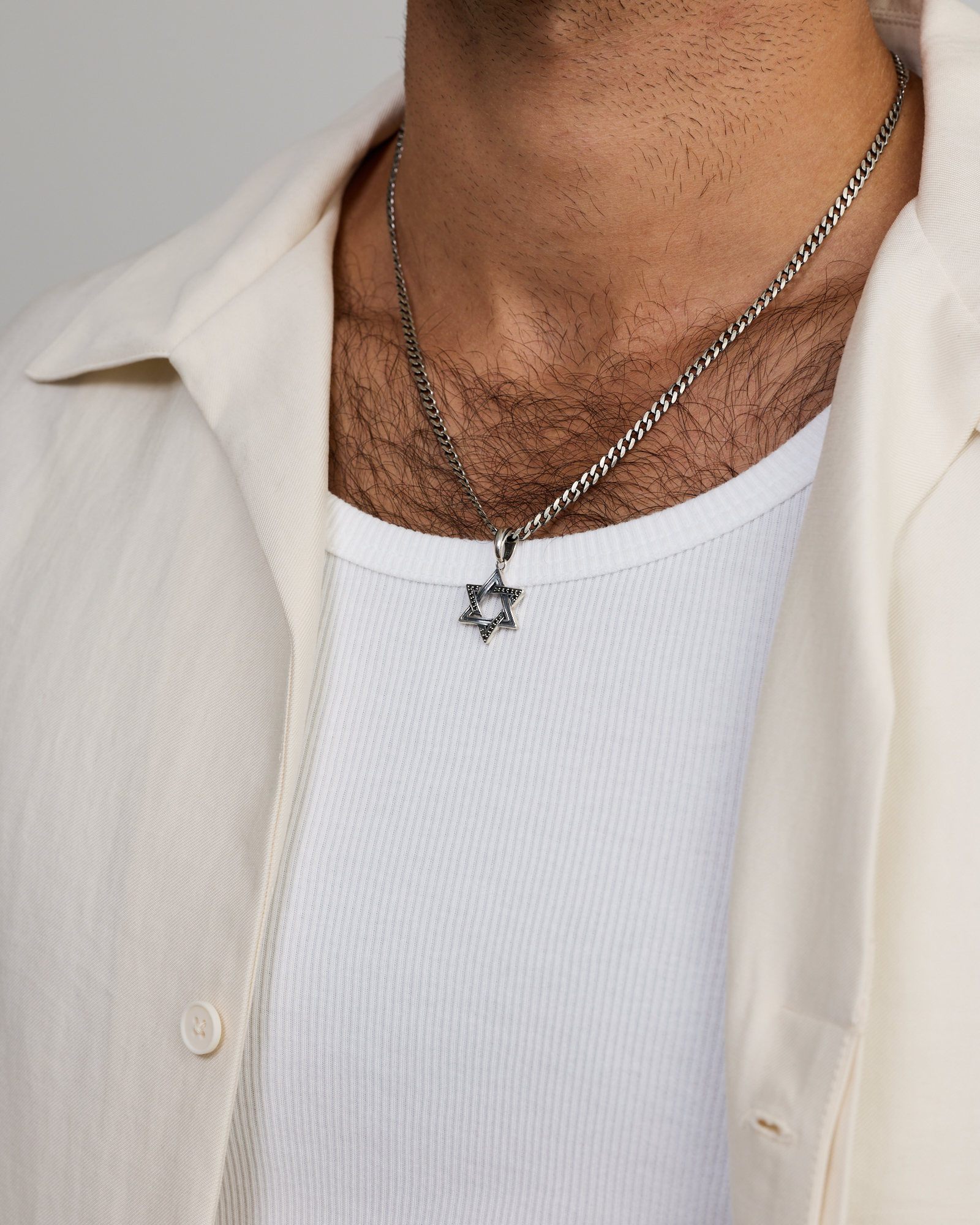 0.11 Carat TW Black Diamond Star of David Pendant in Sterling Silver