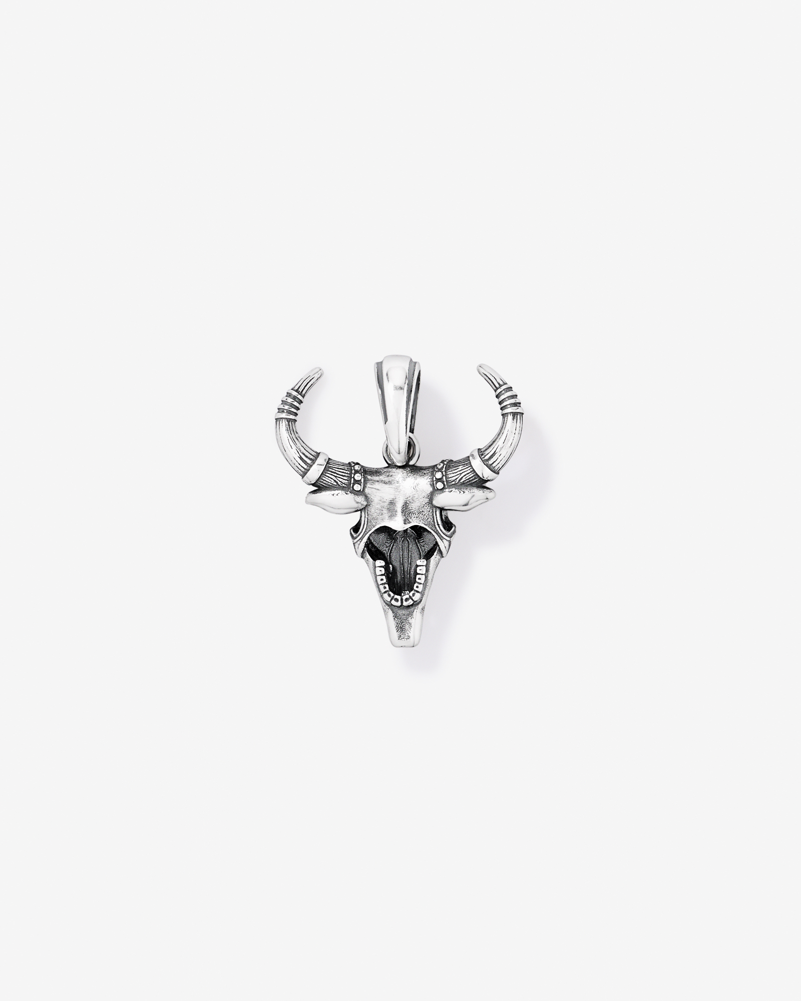 Bull Skull Pendant in Sterling Silver