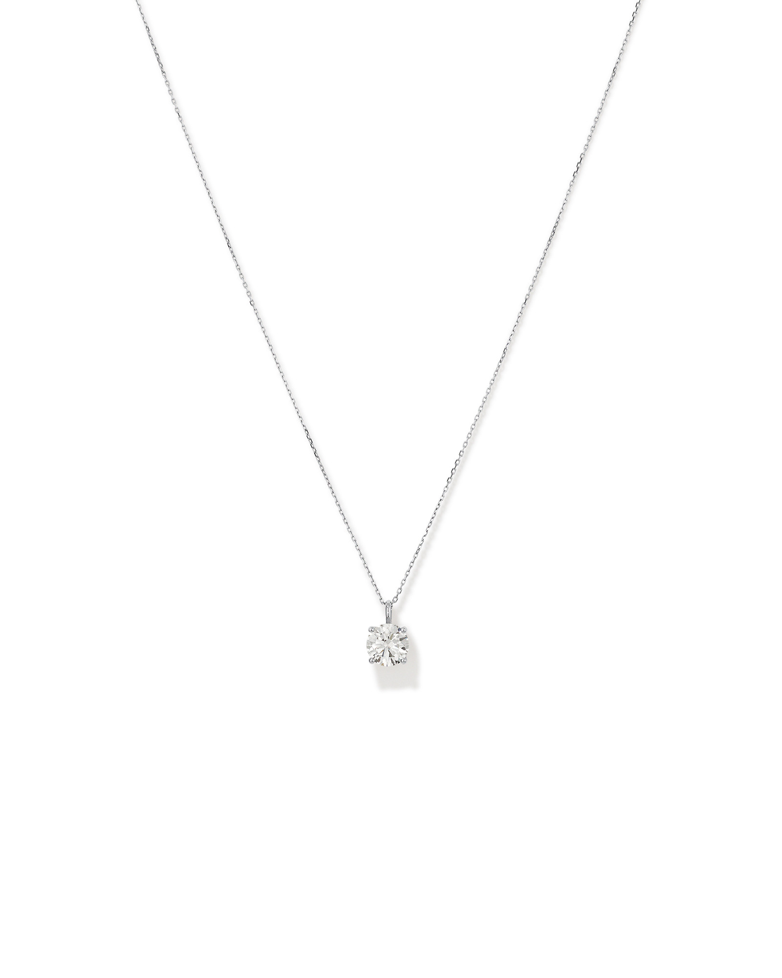 Pendentif solitaire en diamant cultivé en laboratoire TW de 1,50 carat en or blanc 14 carats