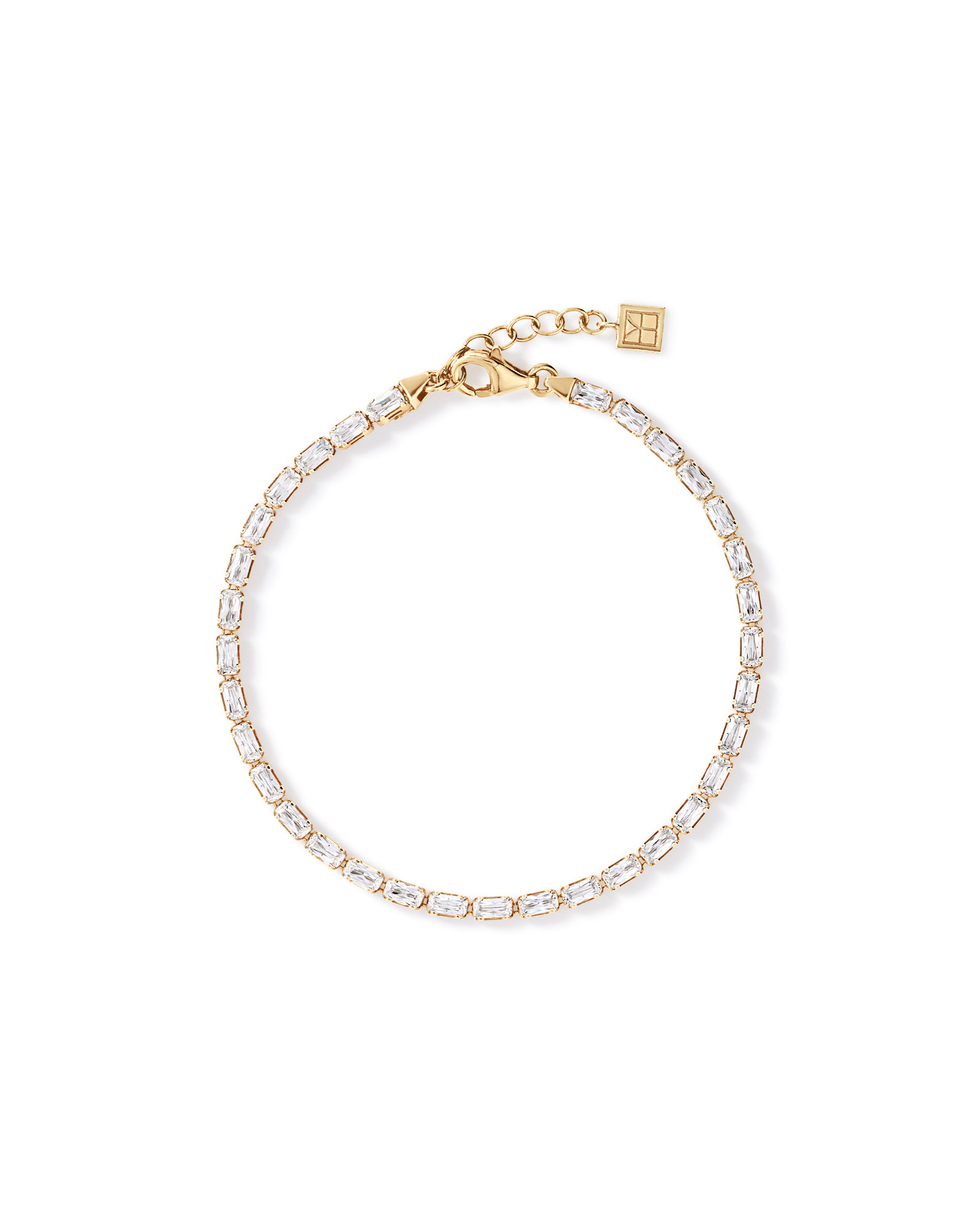 19cm (7.5") Baguette Cubic Zirconia Tennis Bracelet in 18kt Yellow Gold Vermeil