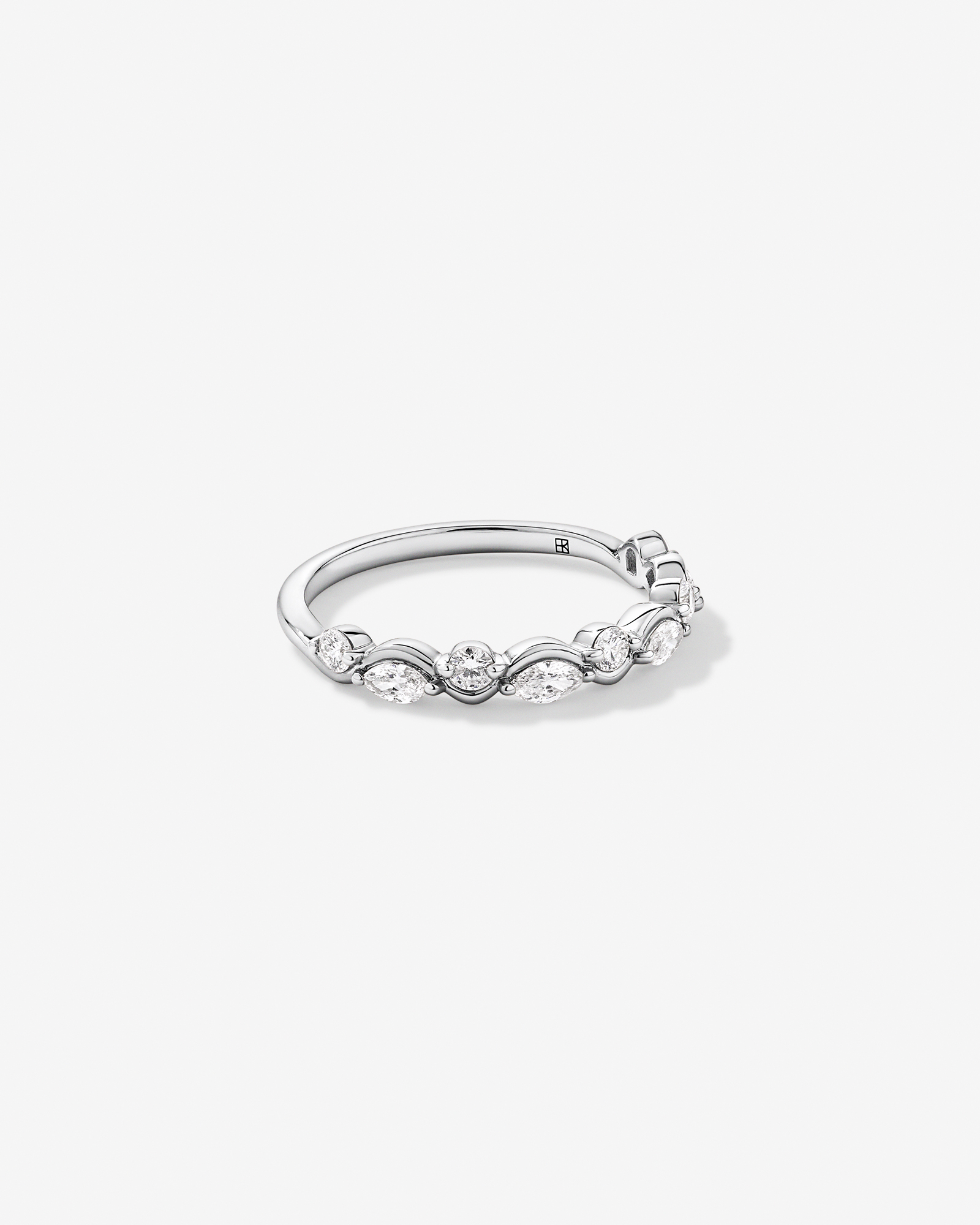 0.43TW Marquise and Round Brilliant Diamond Twist Wedding Ring 14kt Gold