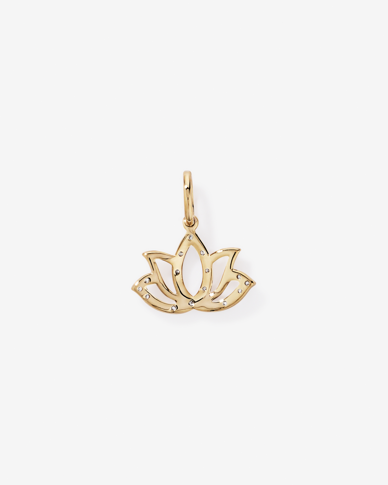 Diamond Lotus Pendant in 10kt Yellow Gold