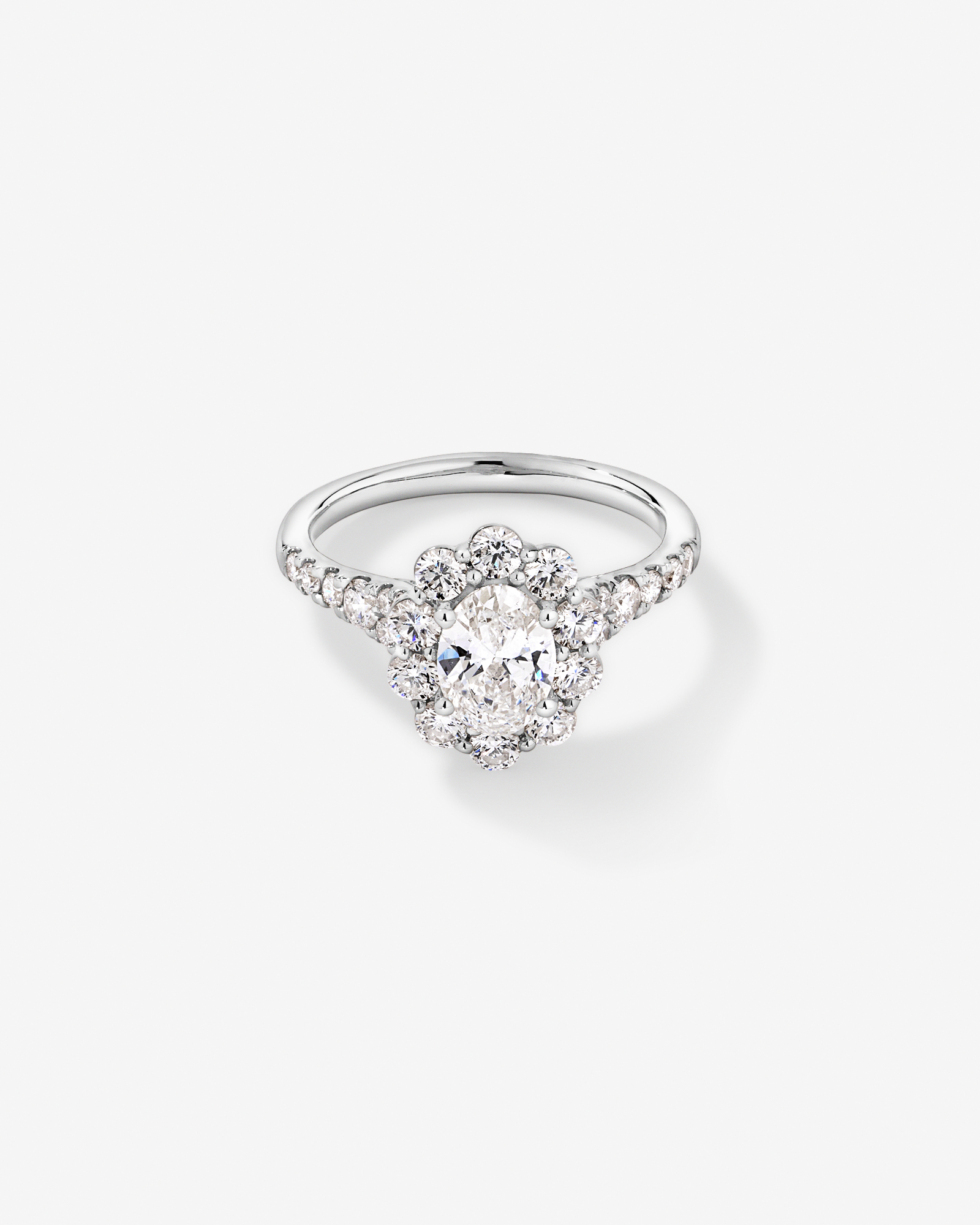 2.15 Carat TW Oval Halo Laboratory-Grown Diamond Ring 14kt Gold