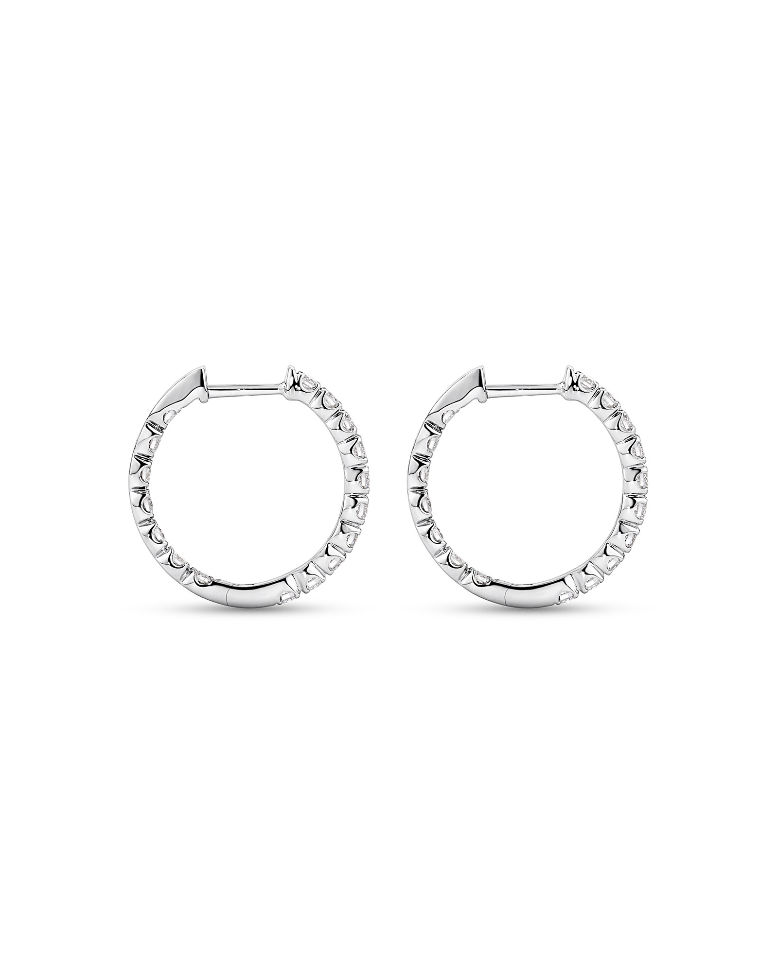 1.00TW Lab Diamond Inside Out Hoop Earrings in Silver - Small