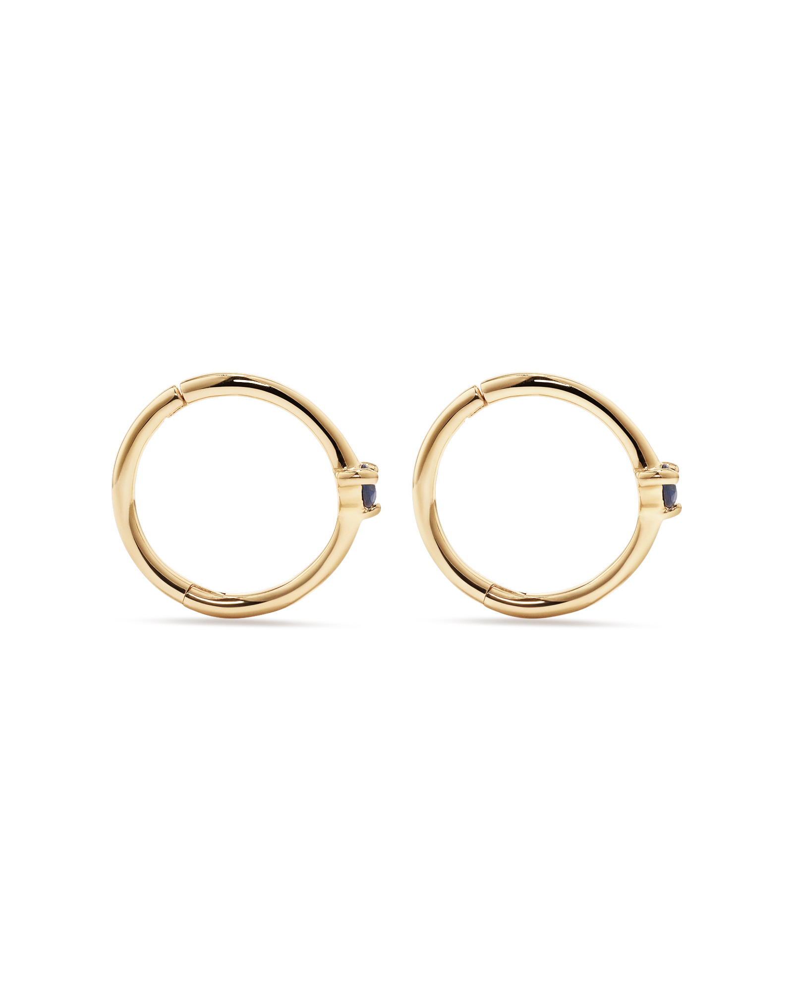 Boucles d'oreilles dormeuses avec accent de pierres précieuses saphir bleu en or jaune 10 carats