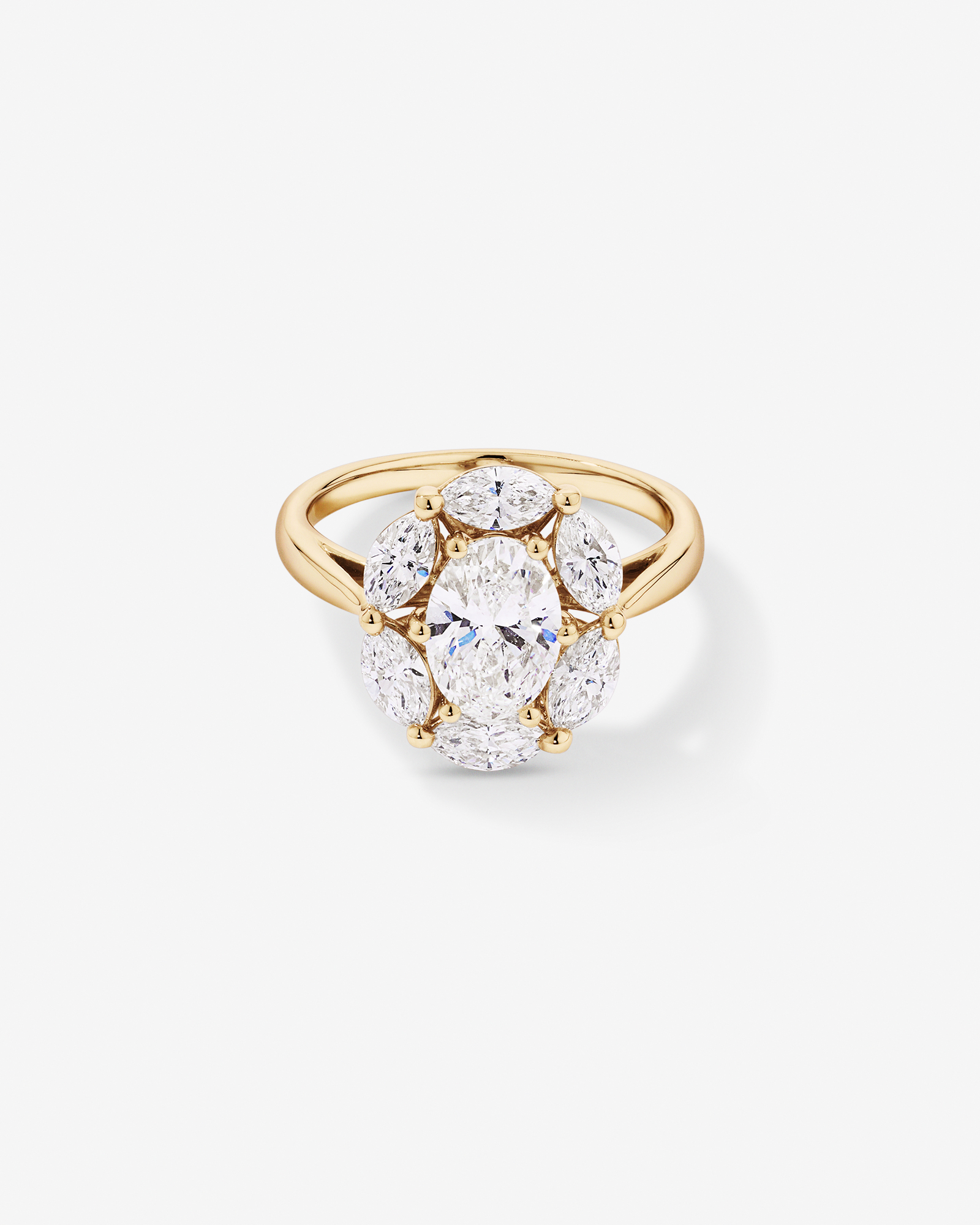 2.68 Carat TW Oval and Marquise Laboratory-Grown Diamond Halo Ring 14kt White Gold