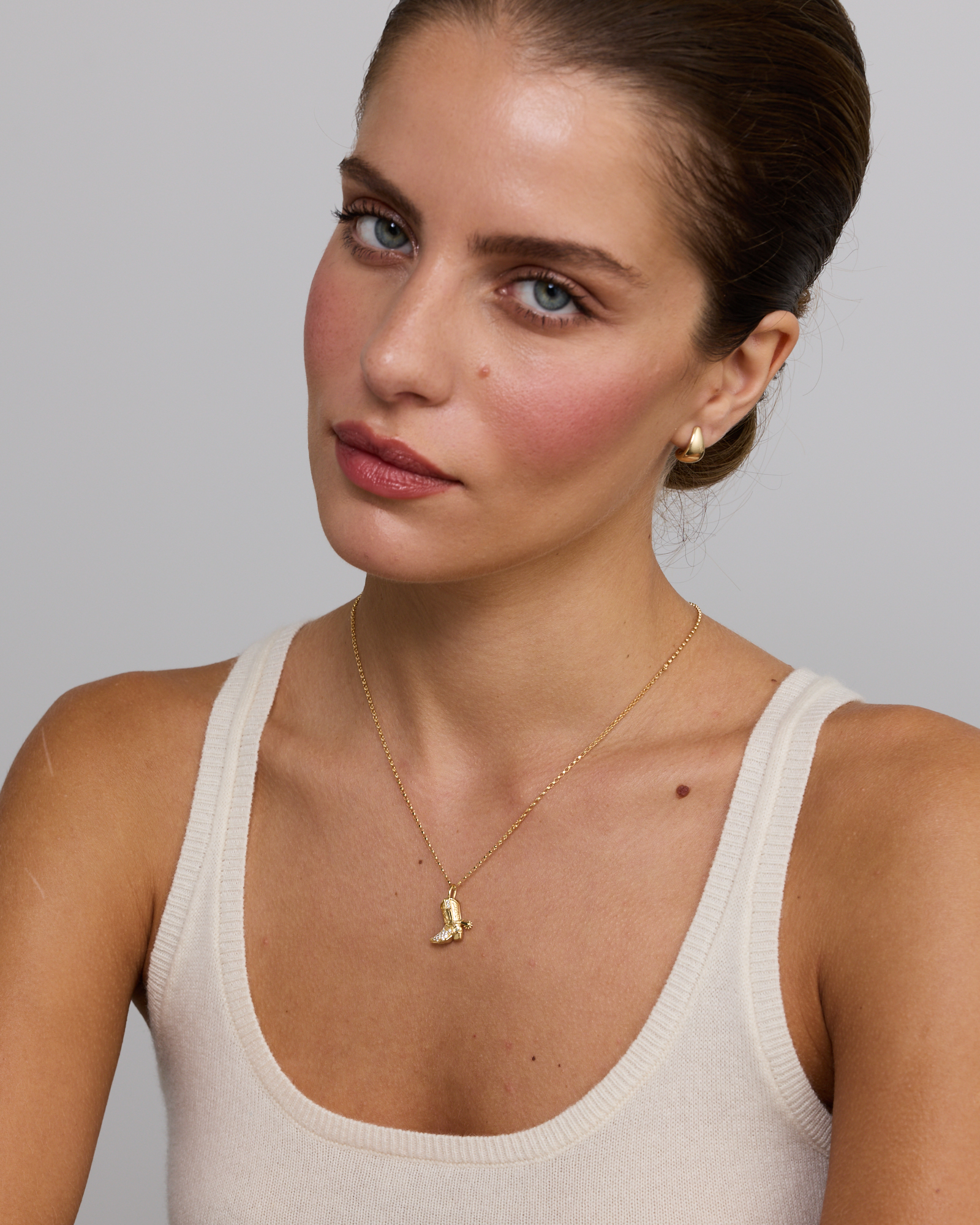 Cowboy Boot Pendant in 18KT Yellow Gold Vermeil with Cubic Zirconia