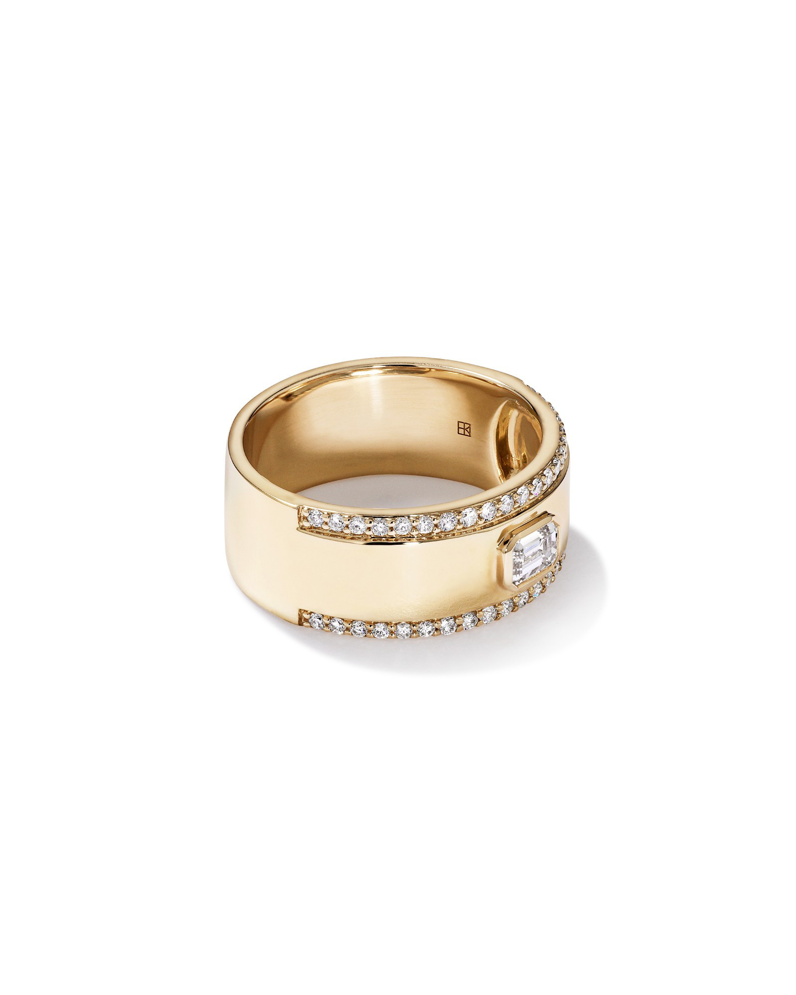 0.50 Carat TW of Laboratory-Grown Emerald & Round Brilliant Diamond Ring 10kt Yellow Gold