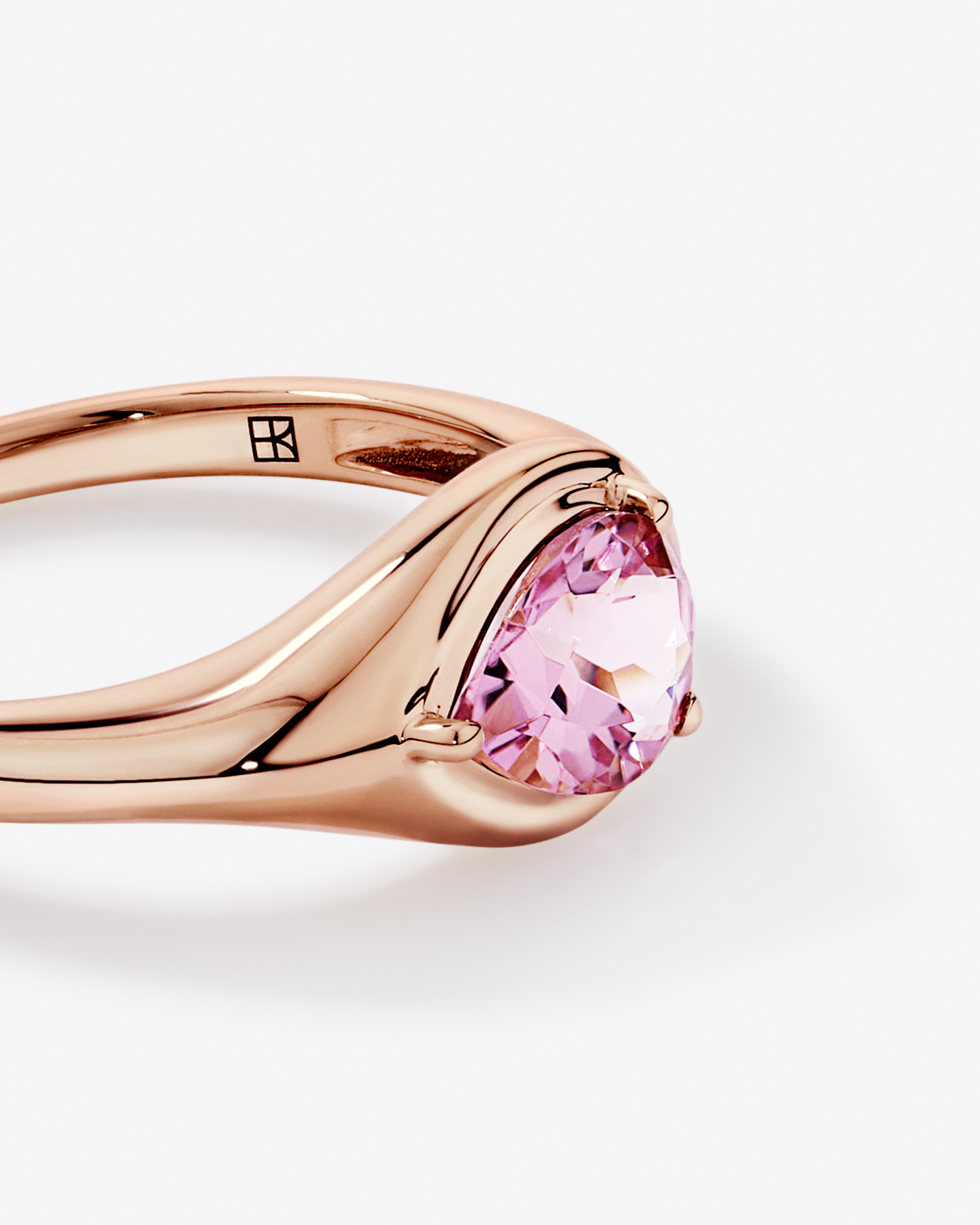 Pear Cut Blush Pink Tourmaline East-to-West Set Ring 10kt Rose Gold