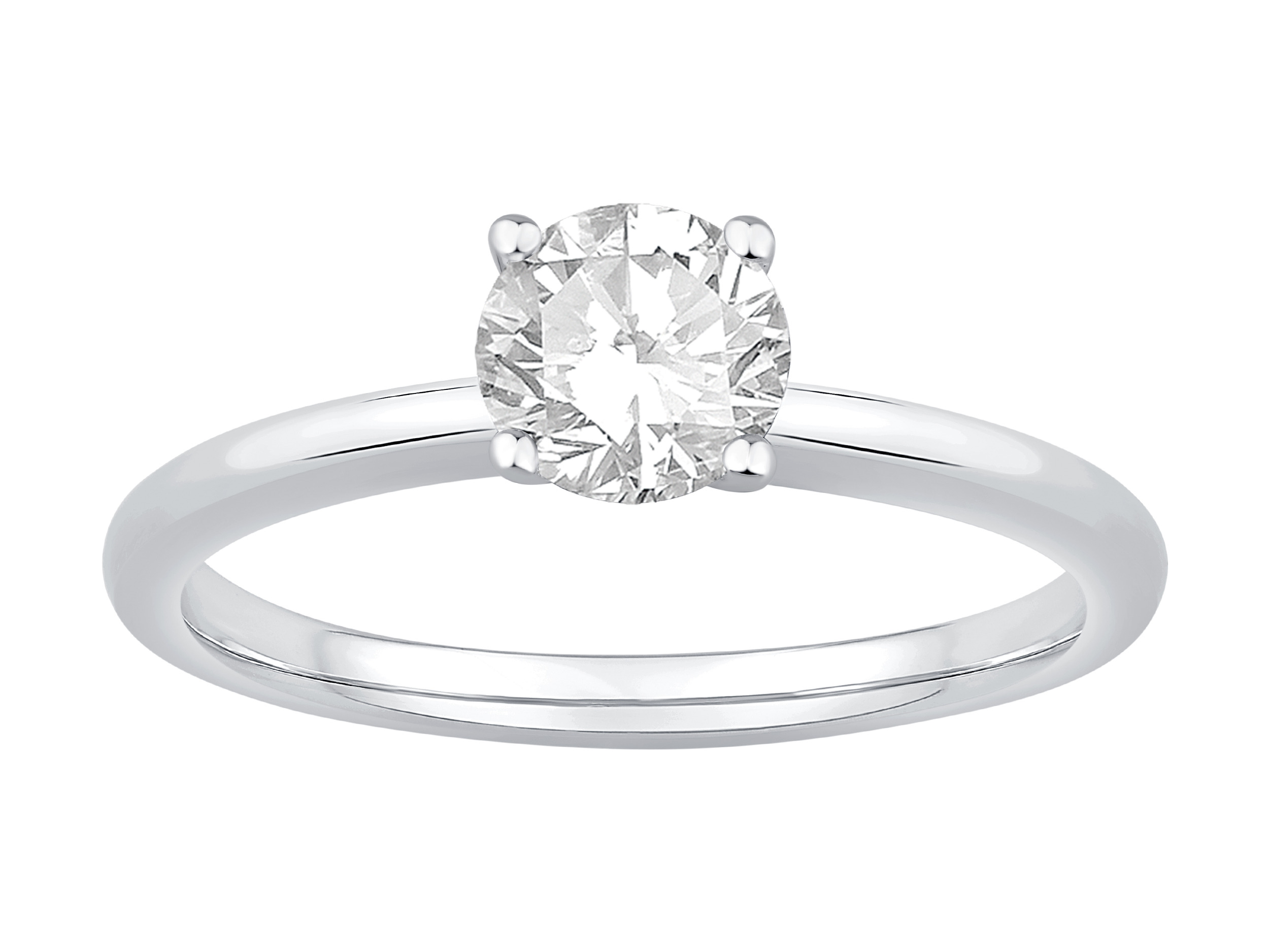 0,70 Carat Poids Total Bague De Fiançailles Solitaire En Diamant Laboratoire Rond Brillant Or Blanc 14 Carats