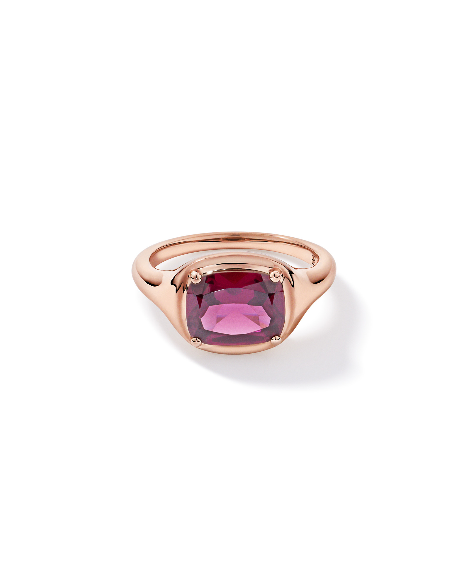 Elongated Cushion Cut Raspberry Rhodolite Garnet East-to-West Set Ring 10kt Rose Gold
