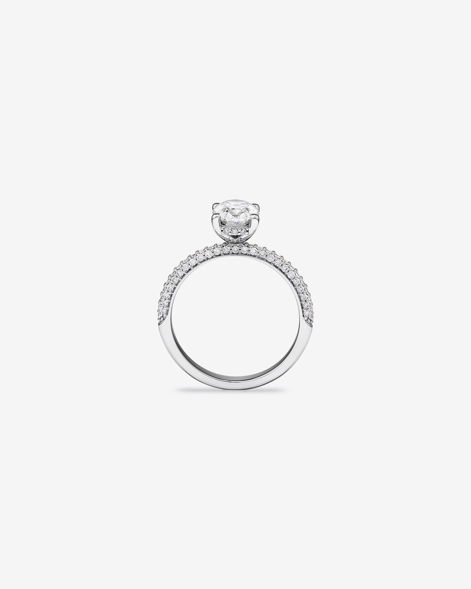 1.95 Carat TW Oval Cut Laboratory-Grown Diamond Solitaire Side Accent Engagement Ring 14kt Gold