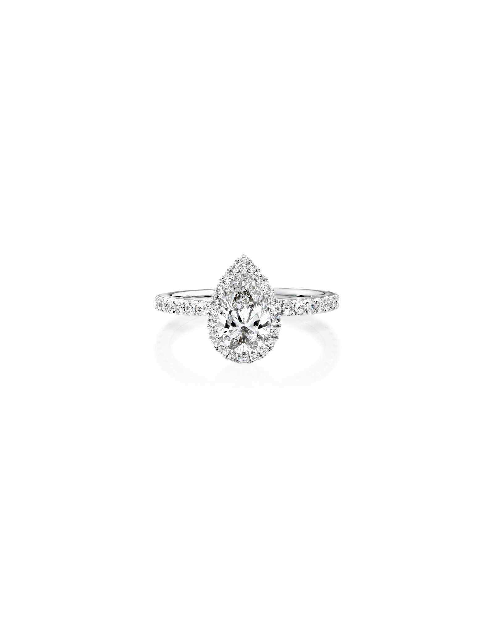 Bague de fiançailles à halo avec pierre taille en poire Sir Michael Hill Designer Fashion en or blanc 18 K avec diamants totalisant 1,36 ct