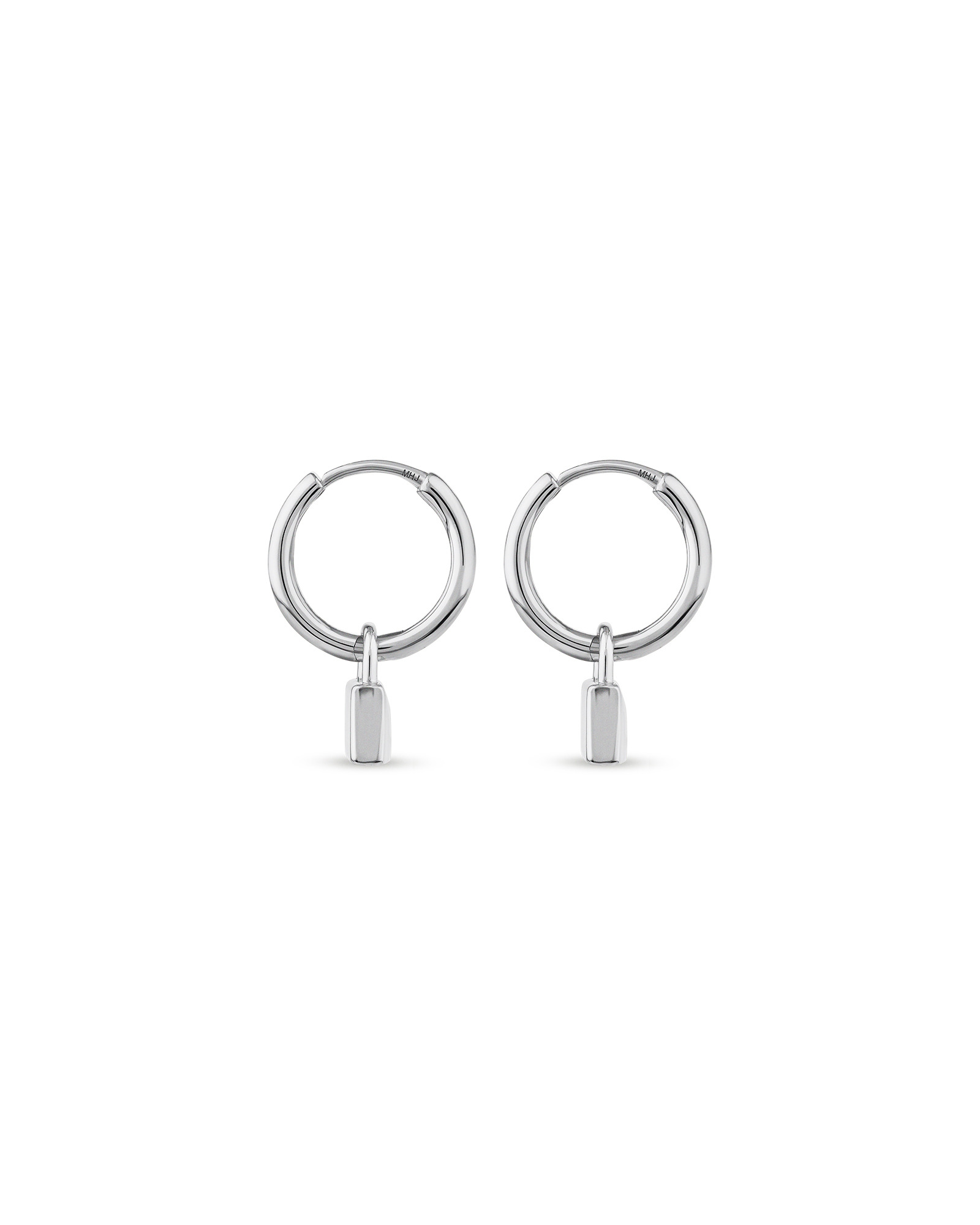Signature Lock Hoop Huggie Earrings in Sterling Silver