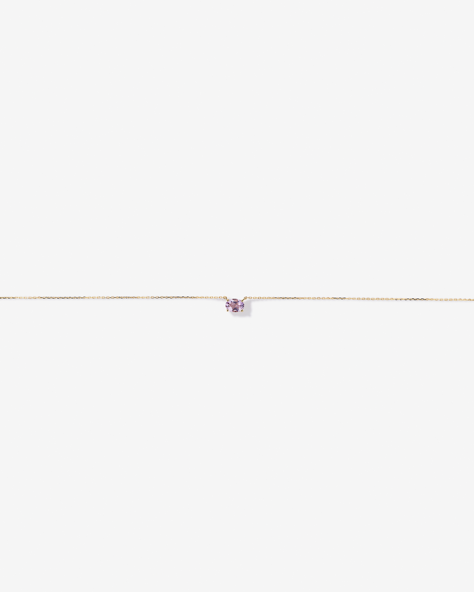 Oval East-West Rose Amethyst Necklace in 10kt Yellow Gold