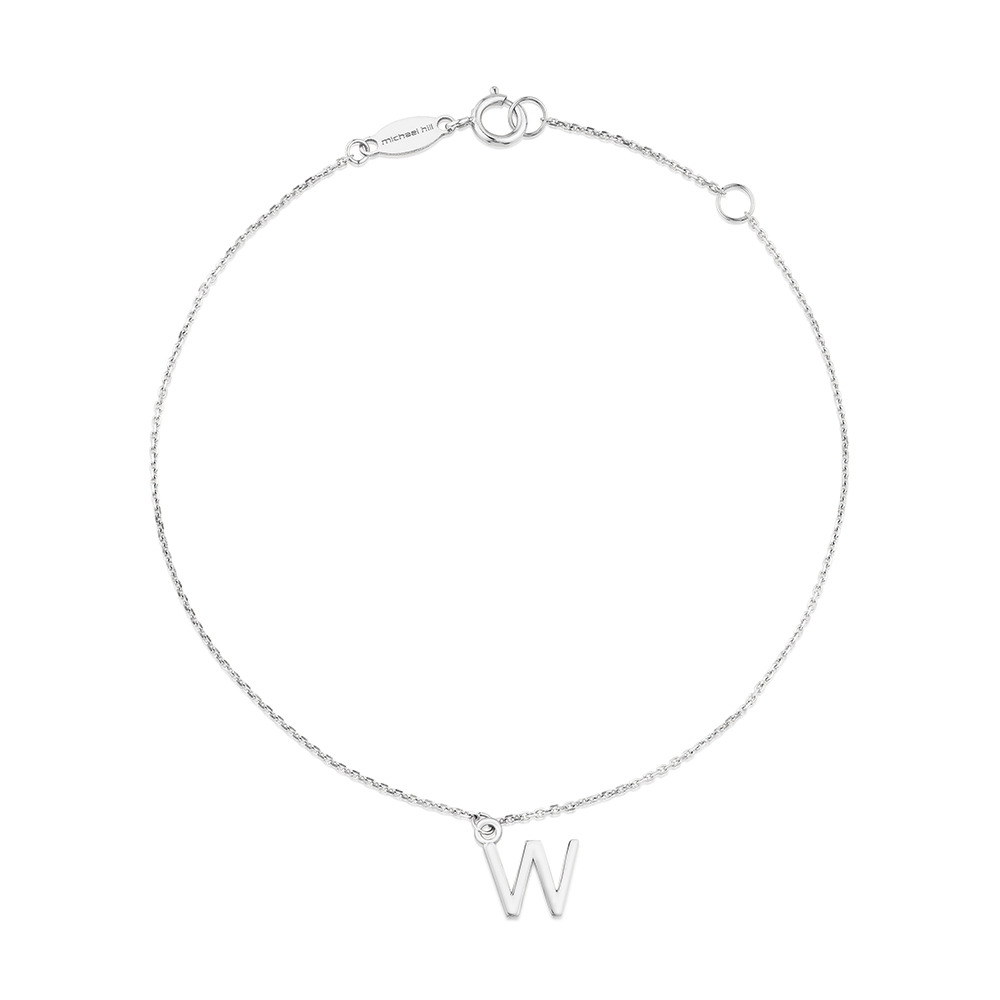 Bracelet à initiale « W » en argent