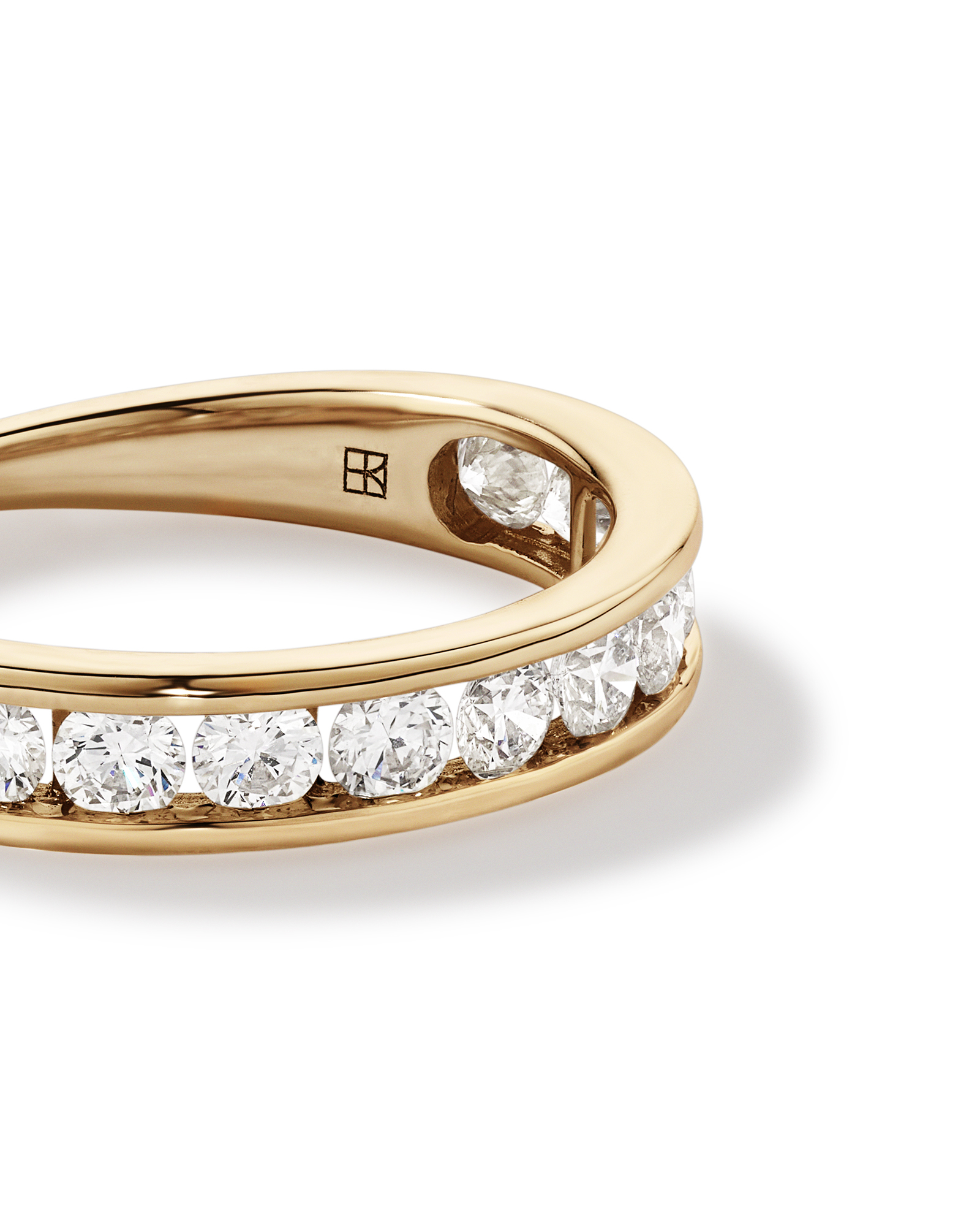 Bague De Mariage En Diamant De Laboratoire Rond Brillant De 1,00 Carat Poids Total Sertie En Canal En Or Jaune 14 Carats