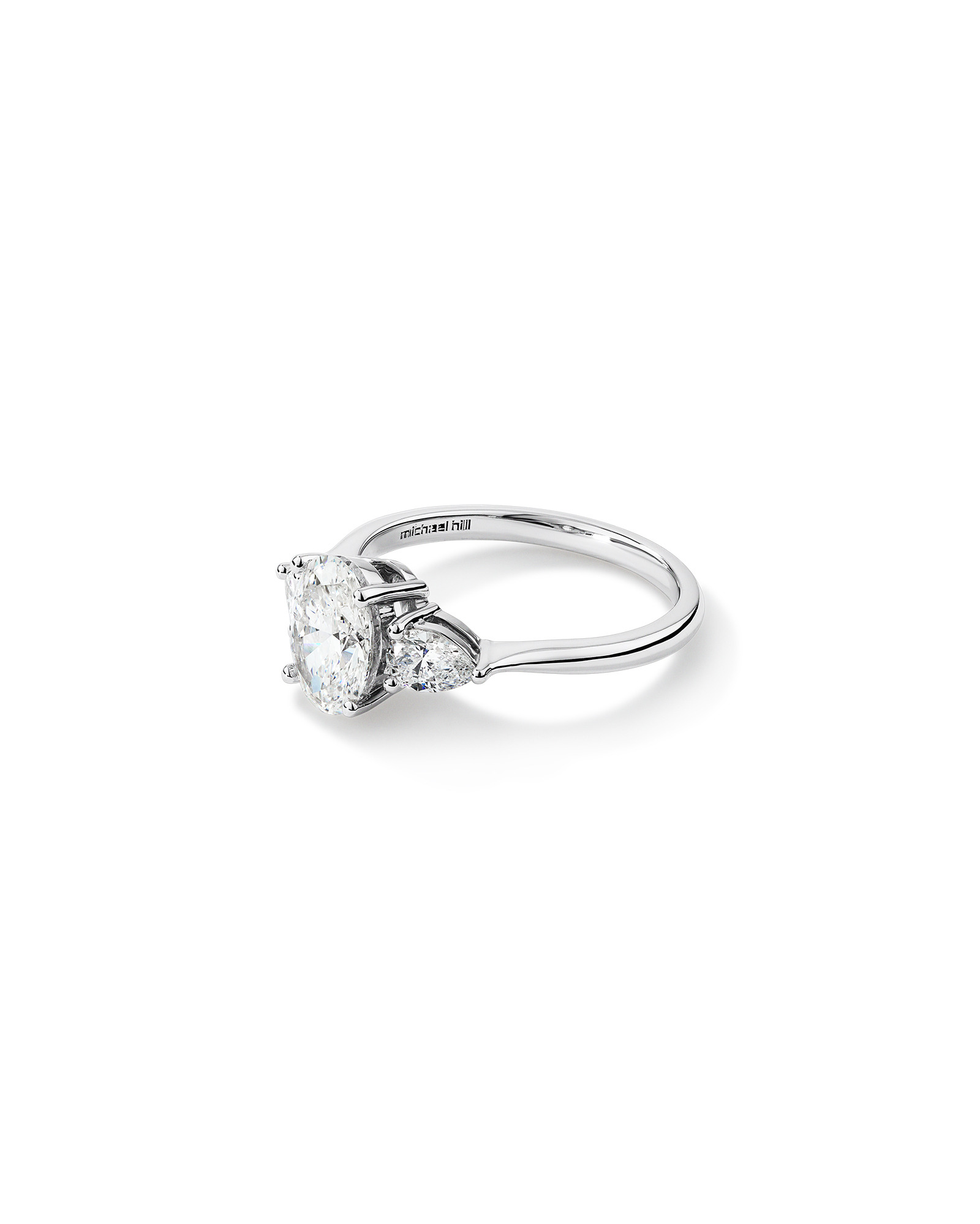 1.65 Carat TW Three Stone Oval and Pear Shaped Laboratory-Grown Diamond Engagement Ring 14kt White Gold