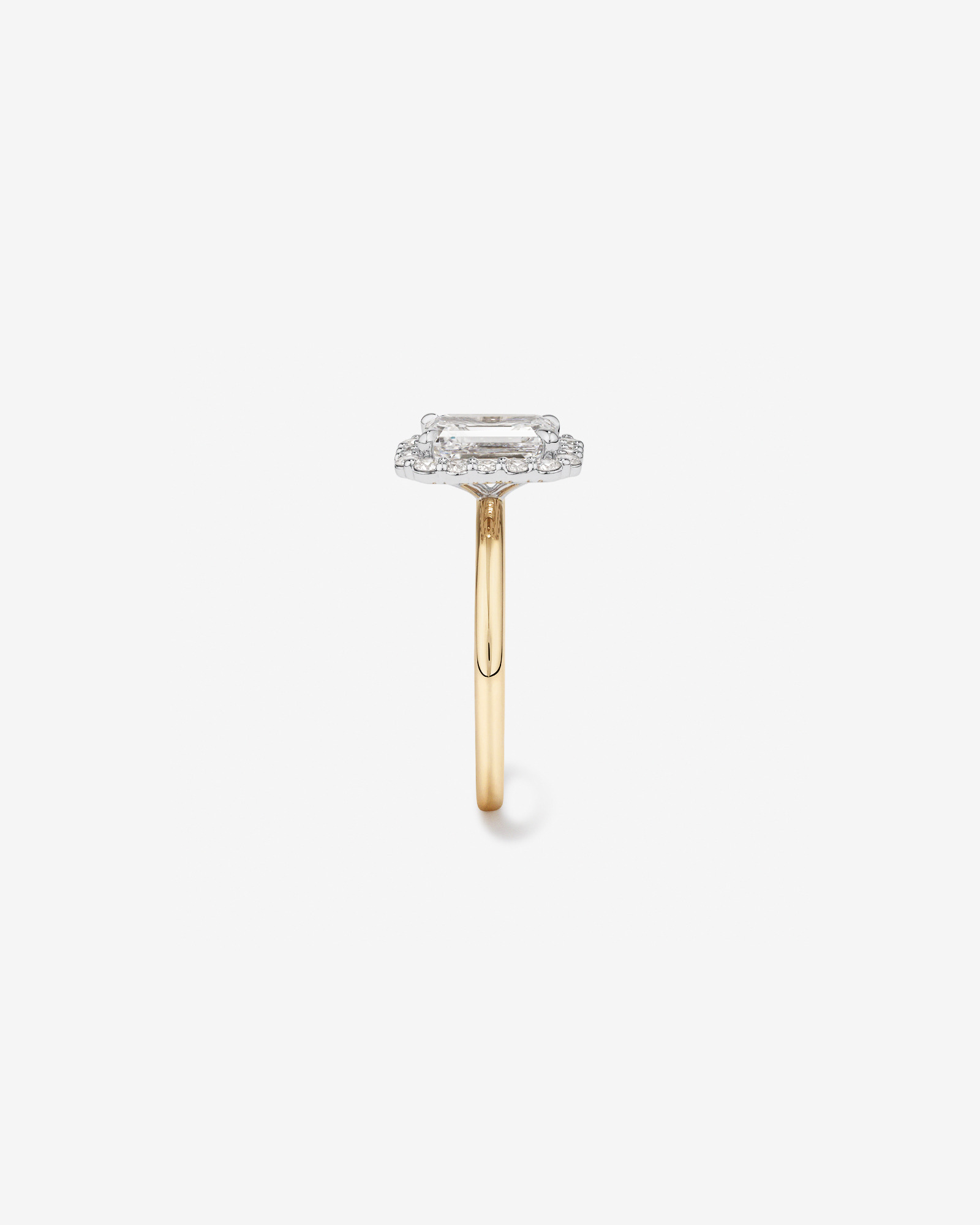 2.34 Carat TW Emerald Cut Laboratory-Grown Diamond Halo Engagement Ring 14kt Yellow and White Gold
