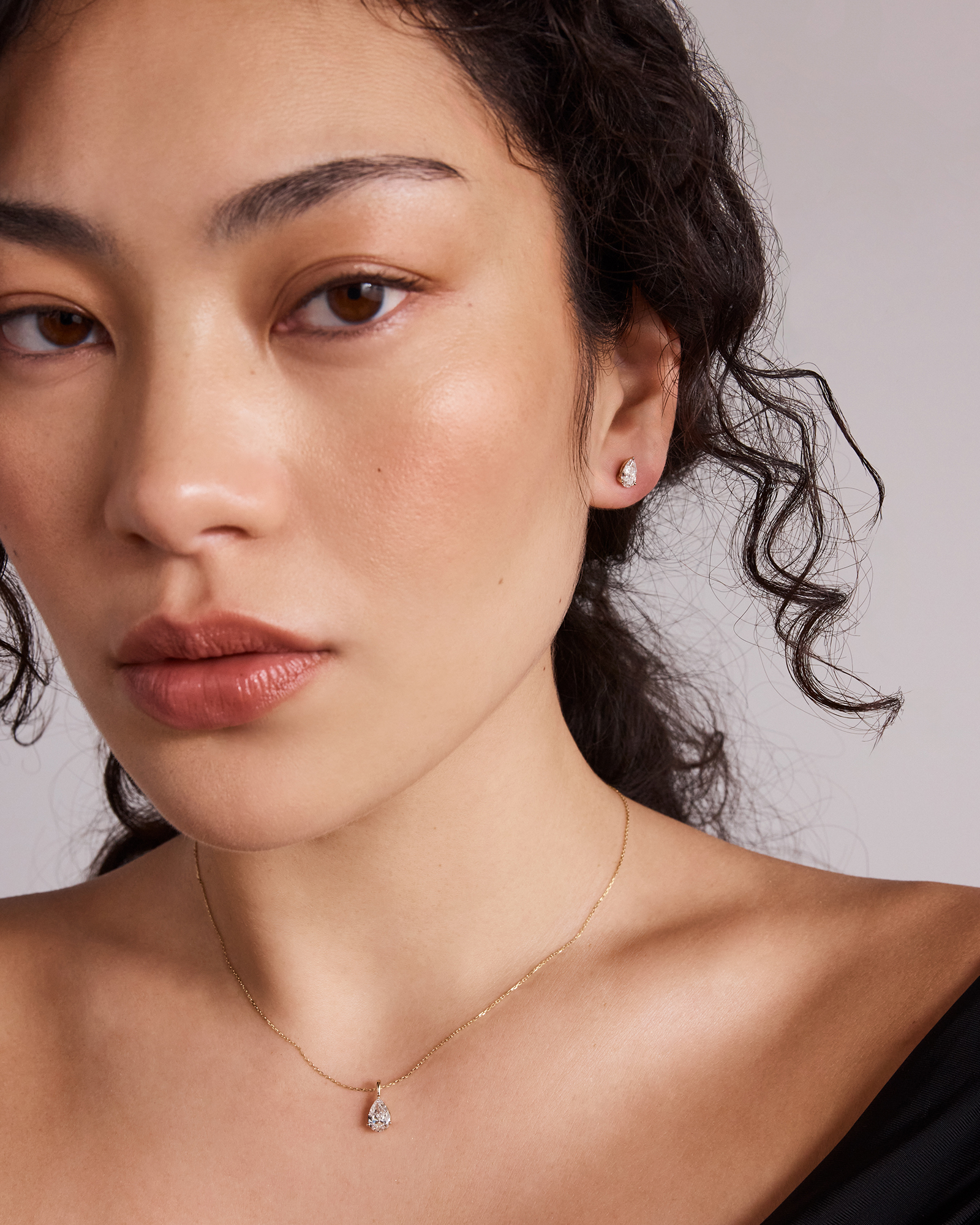 1.00 Carat TW Pear Cut Laboratory-Grown Diamond Solitaire Stud Earrings in 10kt Yellow Gold