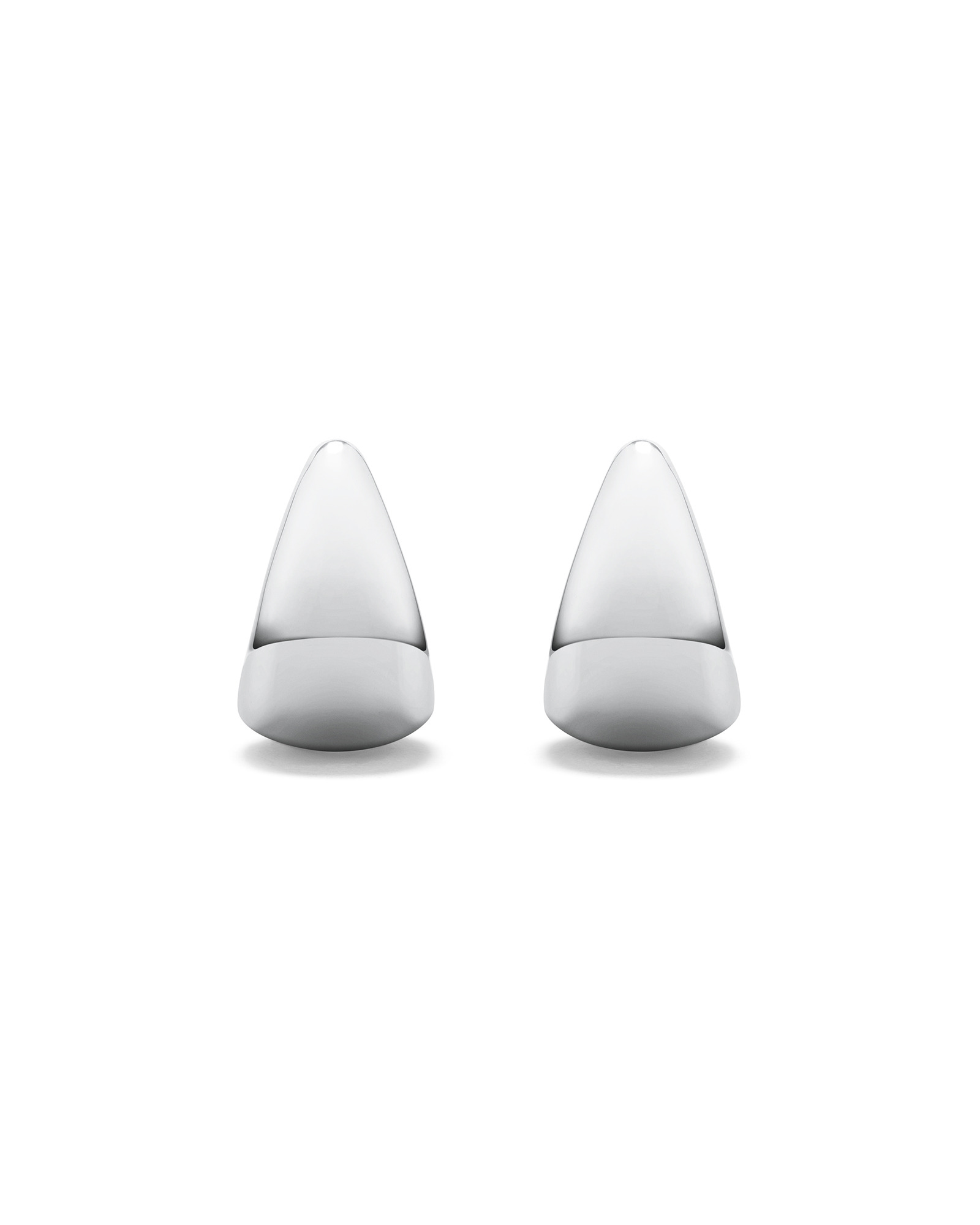 Polished Small Half Hoop Dome Stud Earrings in Sterling Silver