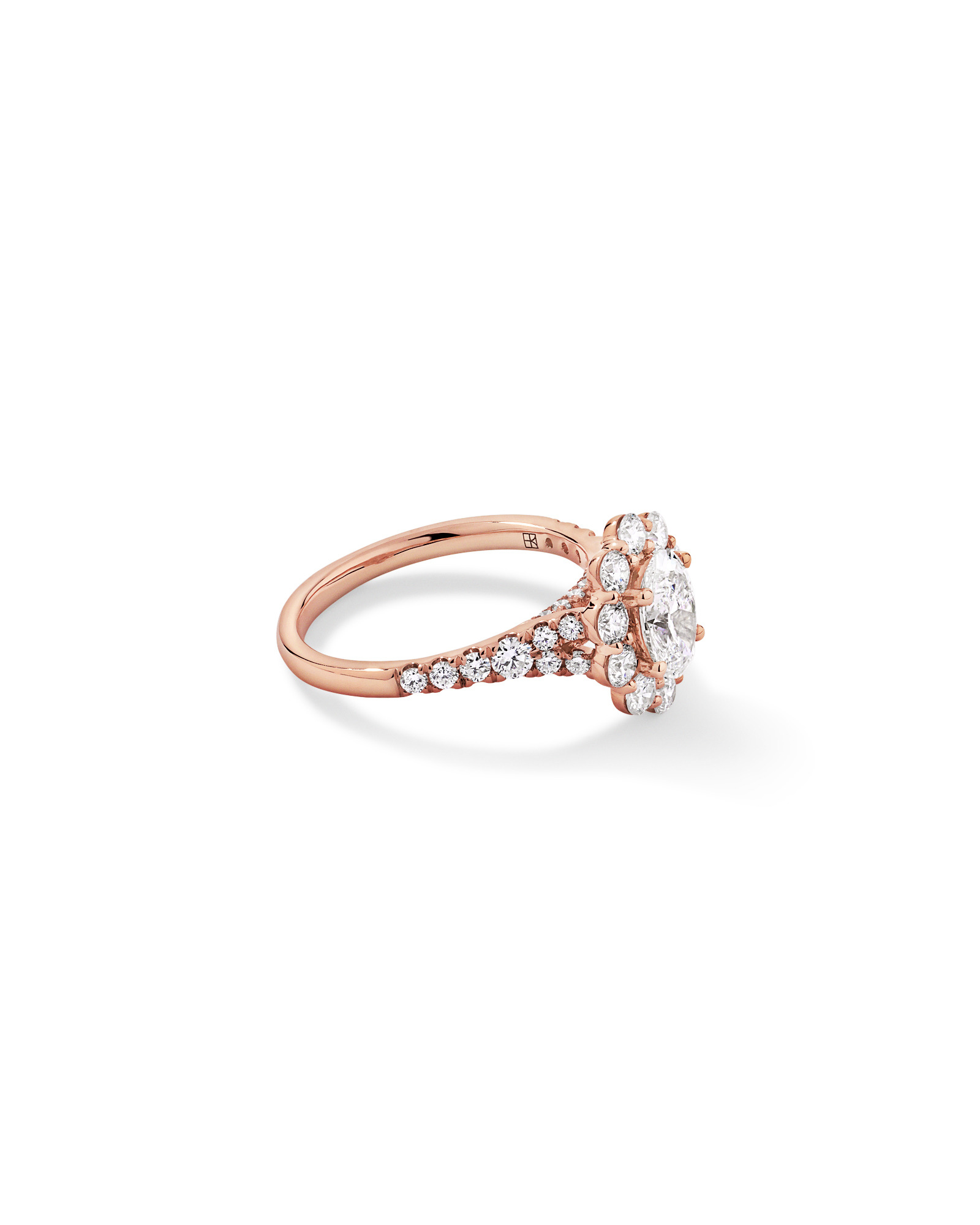 2.15 Carat TW Oval Halo Laboratory-Grown Diamond Ring 14kt Rose Gold