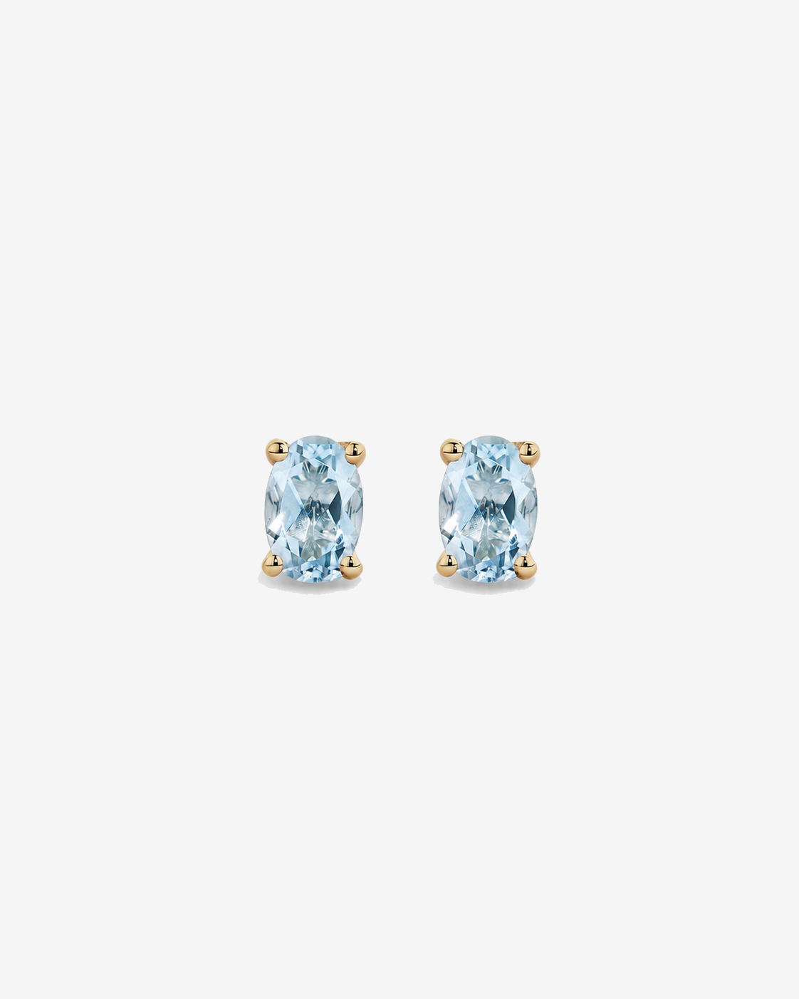 Oval Aquamarine Stud Earrings in 10kt Yellow Gold
