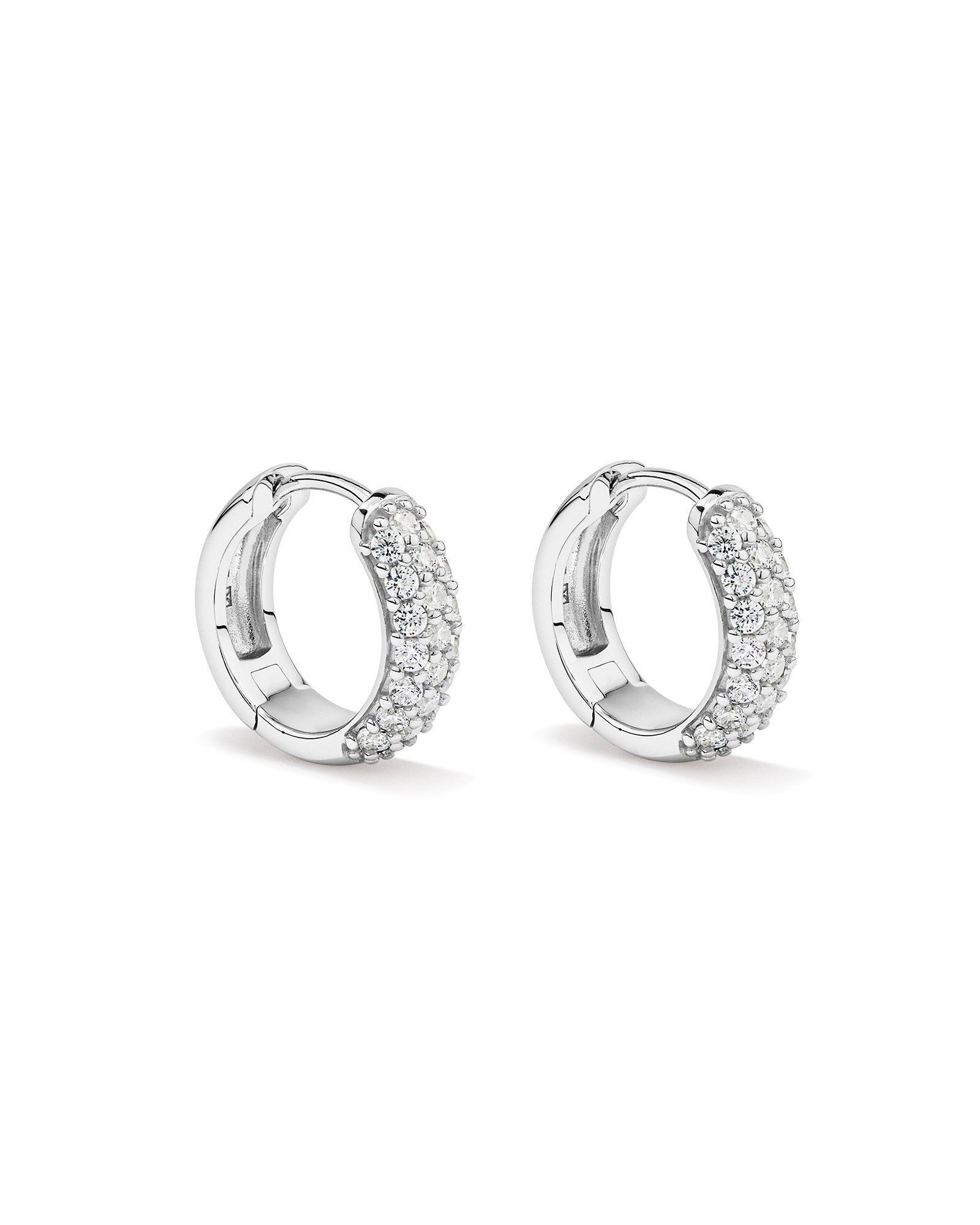 Cubic Zirconia Huggie Earrings in Sterling Silver