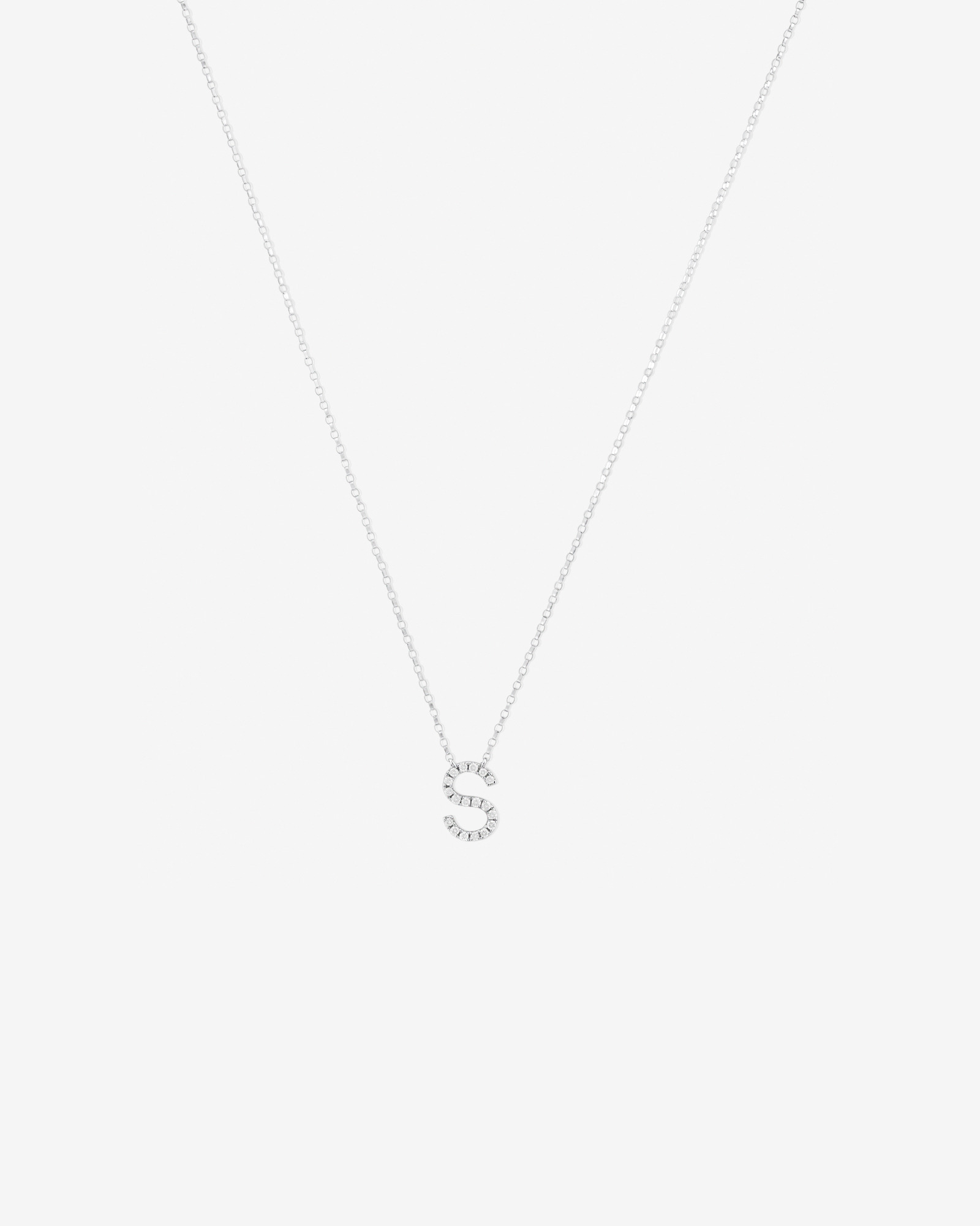S' Initial necklace with 0.10 Carat TW of Diamonds in 10kt White Gold