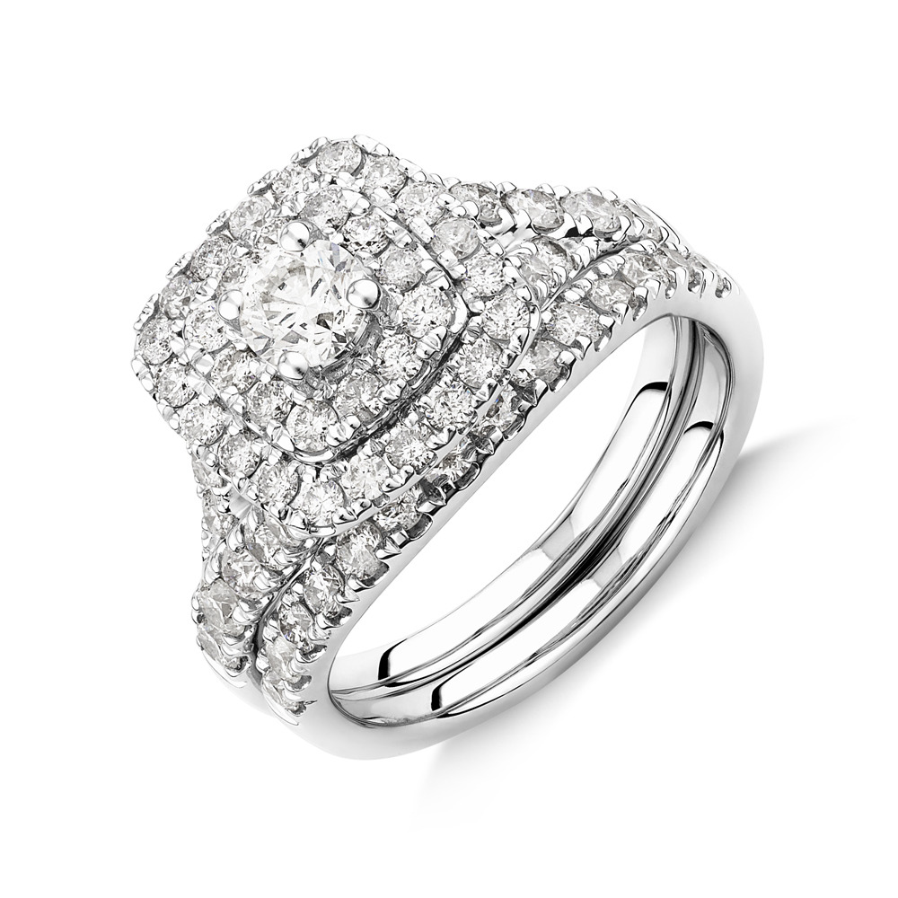 Bridal Set with 1 3/4 Carat TW of Diamonds in 14kt White Gold