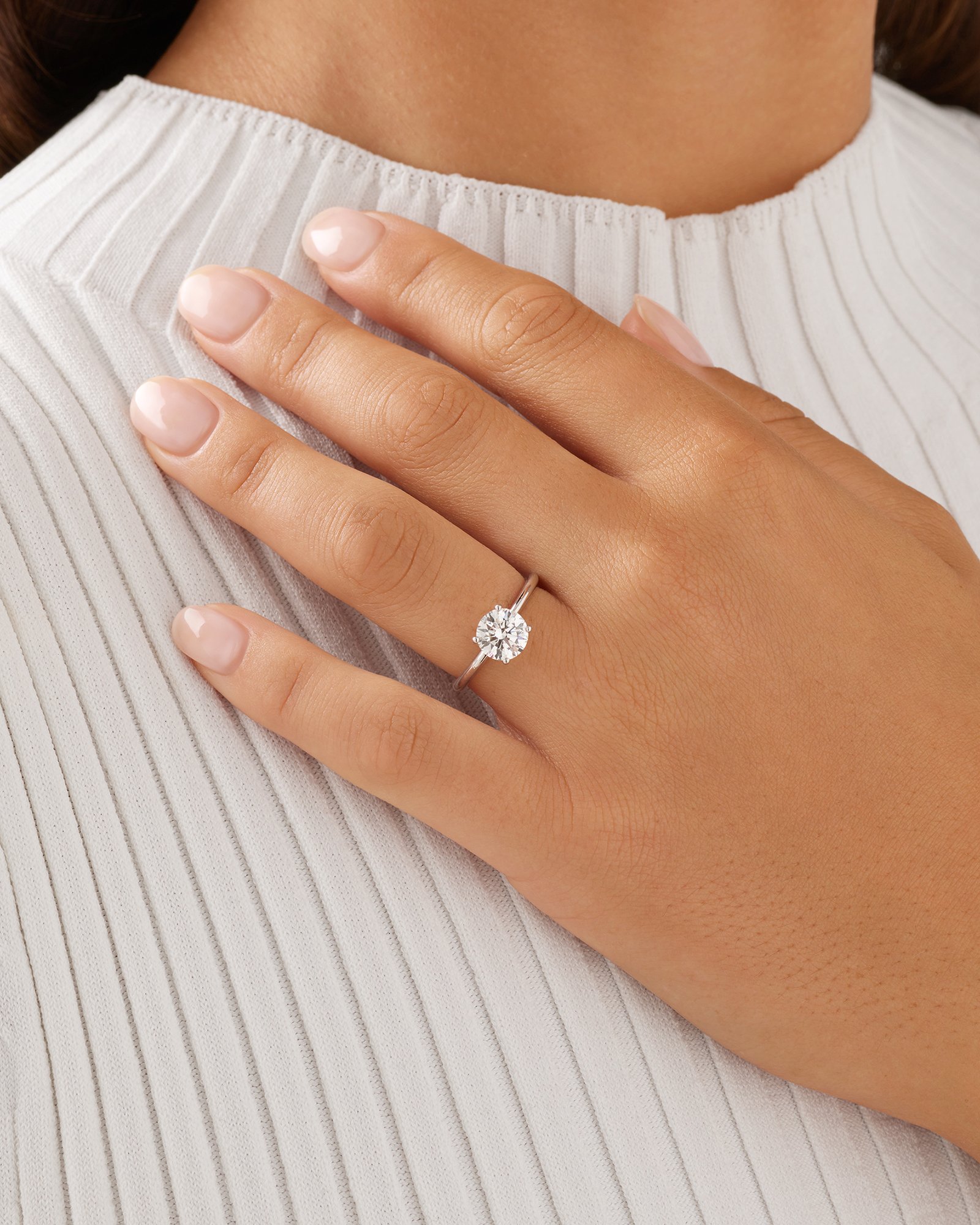1.50 Carat TW Round Brilliant Laboratory-Grown Diamond Solitaire Engagement Ring 14kt White Gold