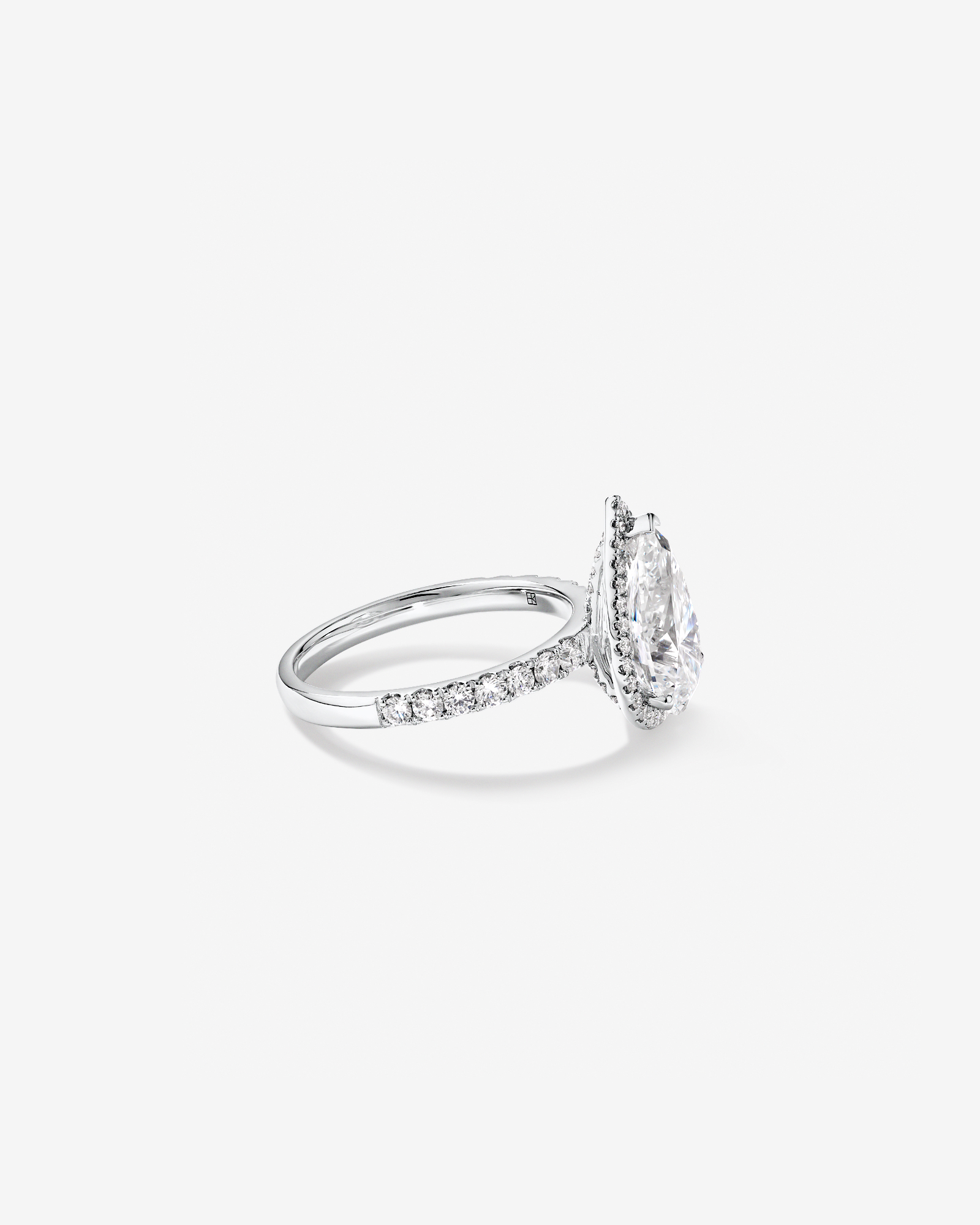 3.60 Carat TW Pear Cut Laboratory-Grown Diamond Halo Engagement Ring in 18kt White Gold