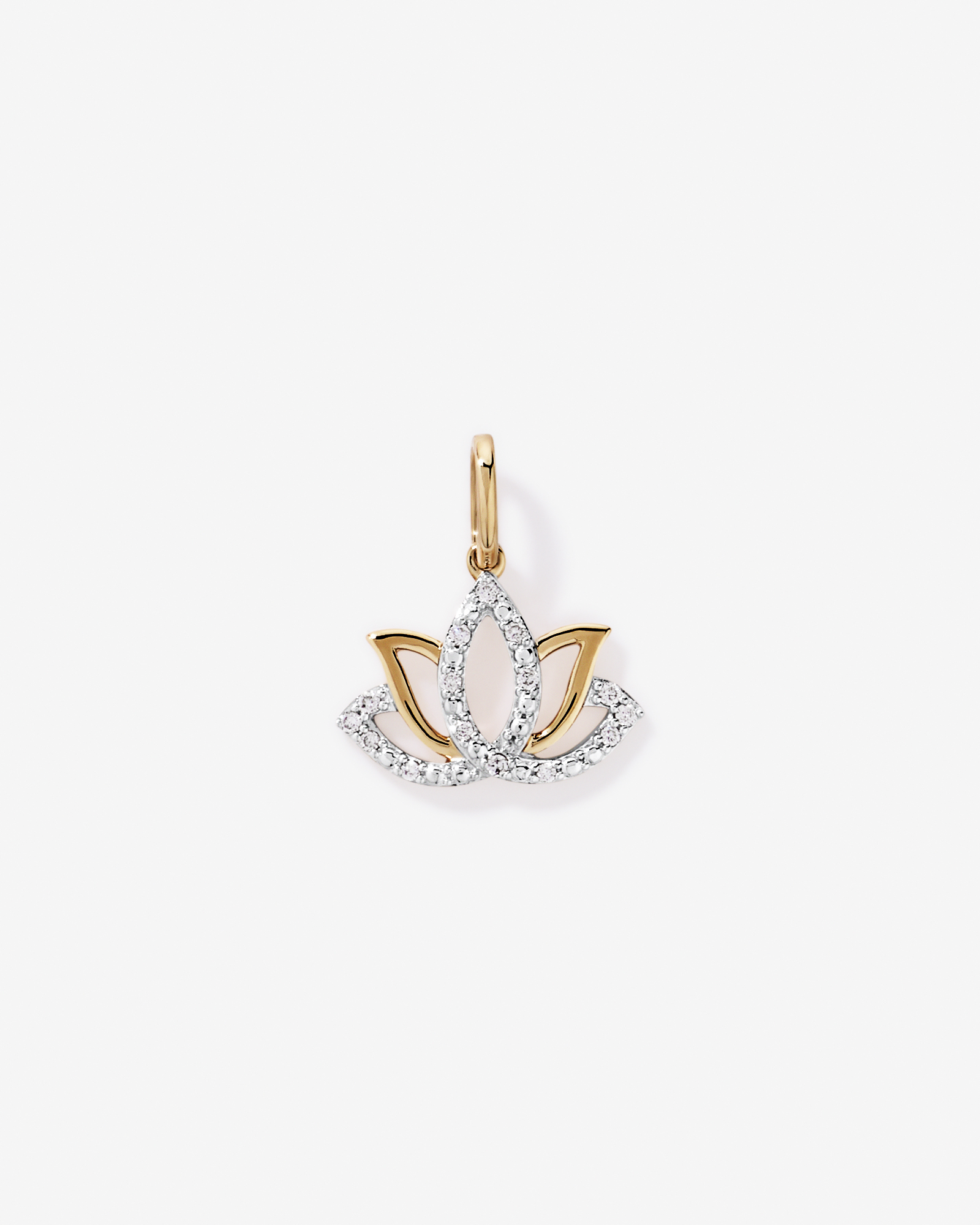 Diamond Lotus Pendant in 10kt Yellow Gold