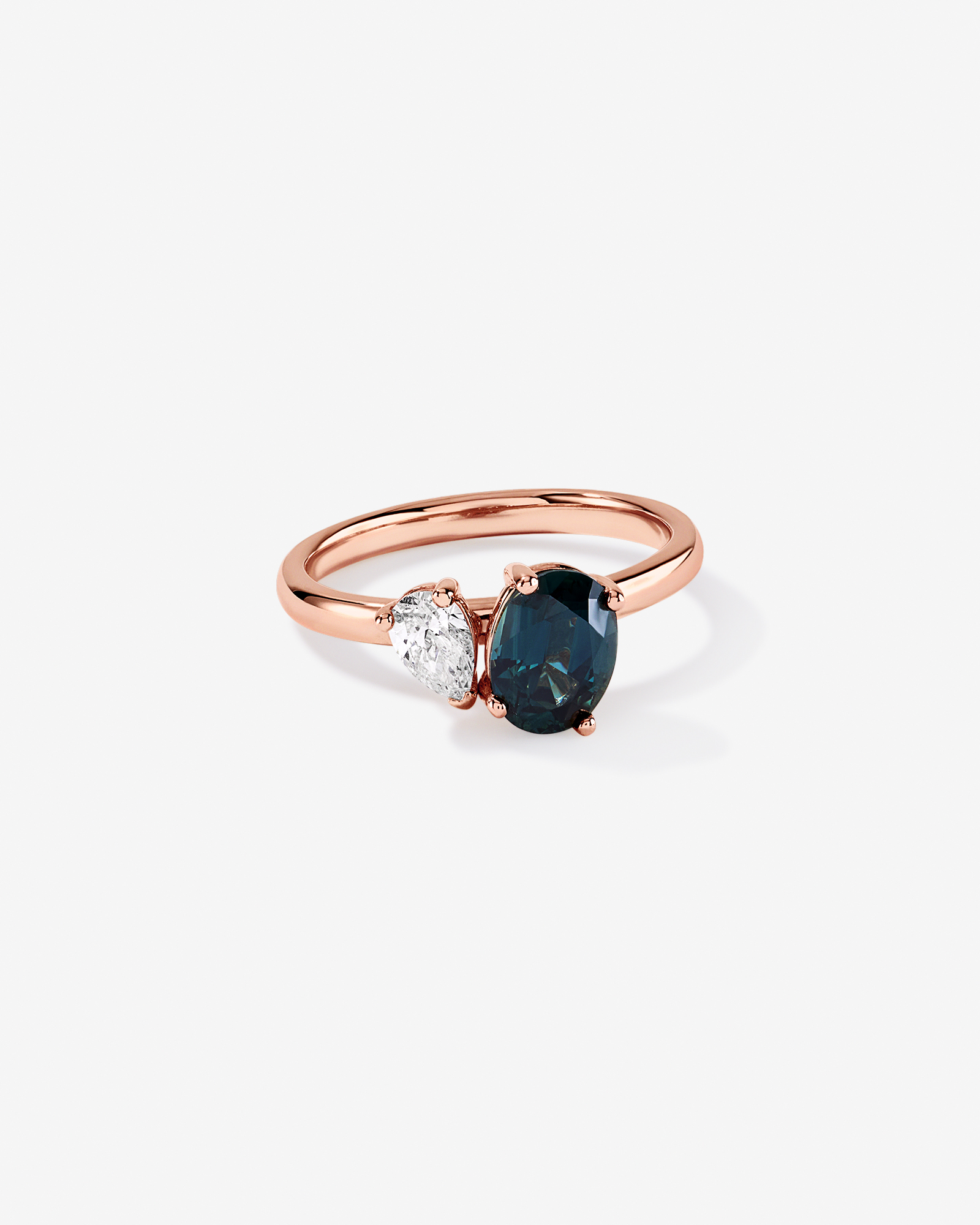 Australian Parti Sapphire & 0.30 Carat TW Diamond Toi Et Moi Ring 10kt RoseGold